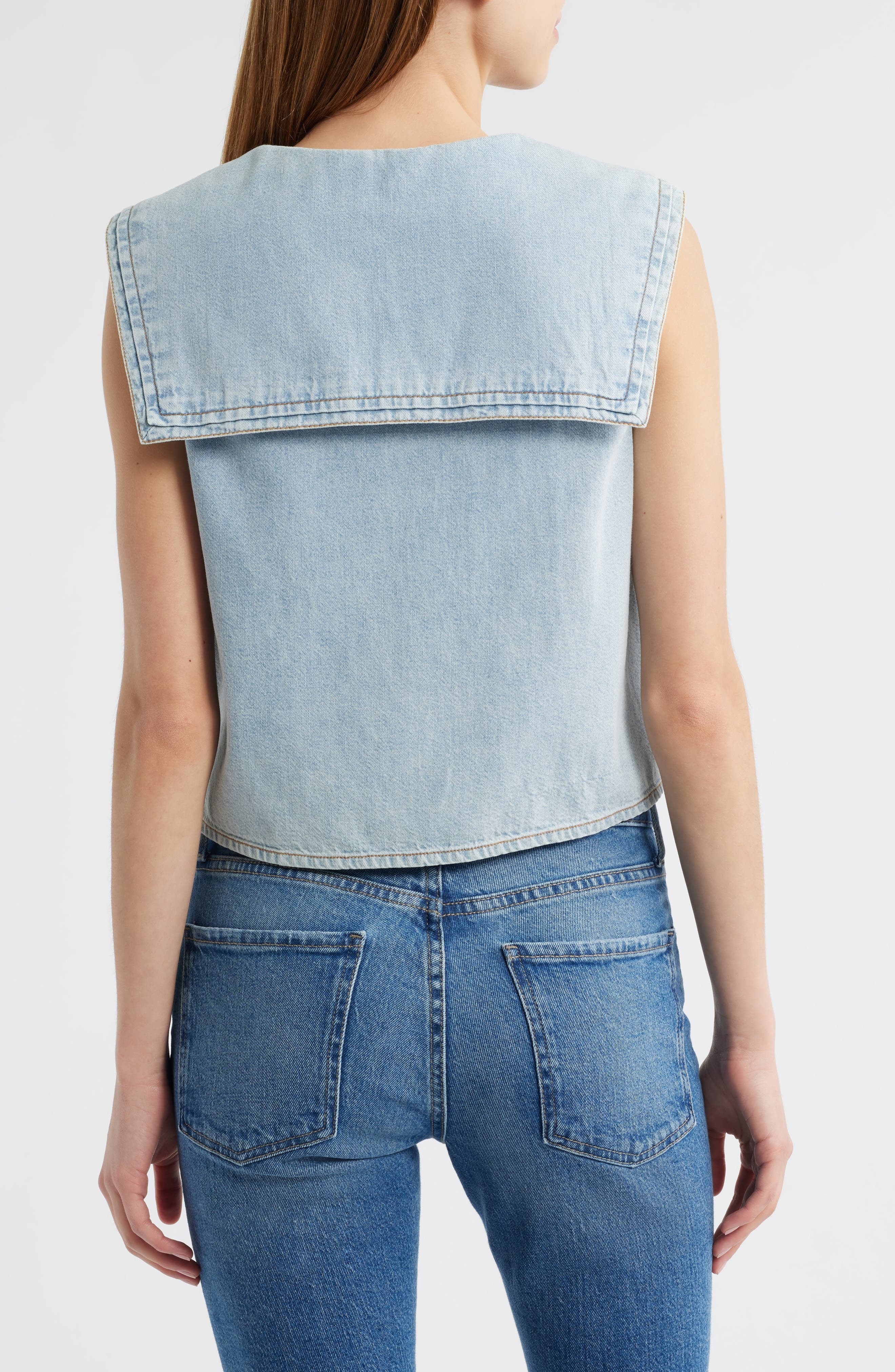 FRAME The Yacht Denim Sleeveless Top in Attention at Nordstrom - 2