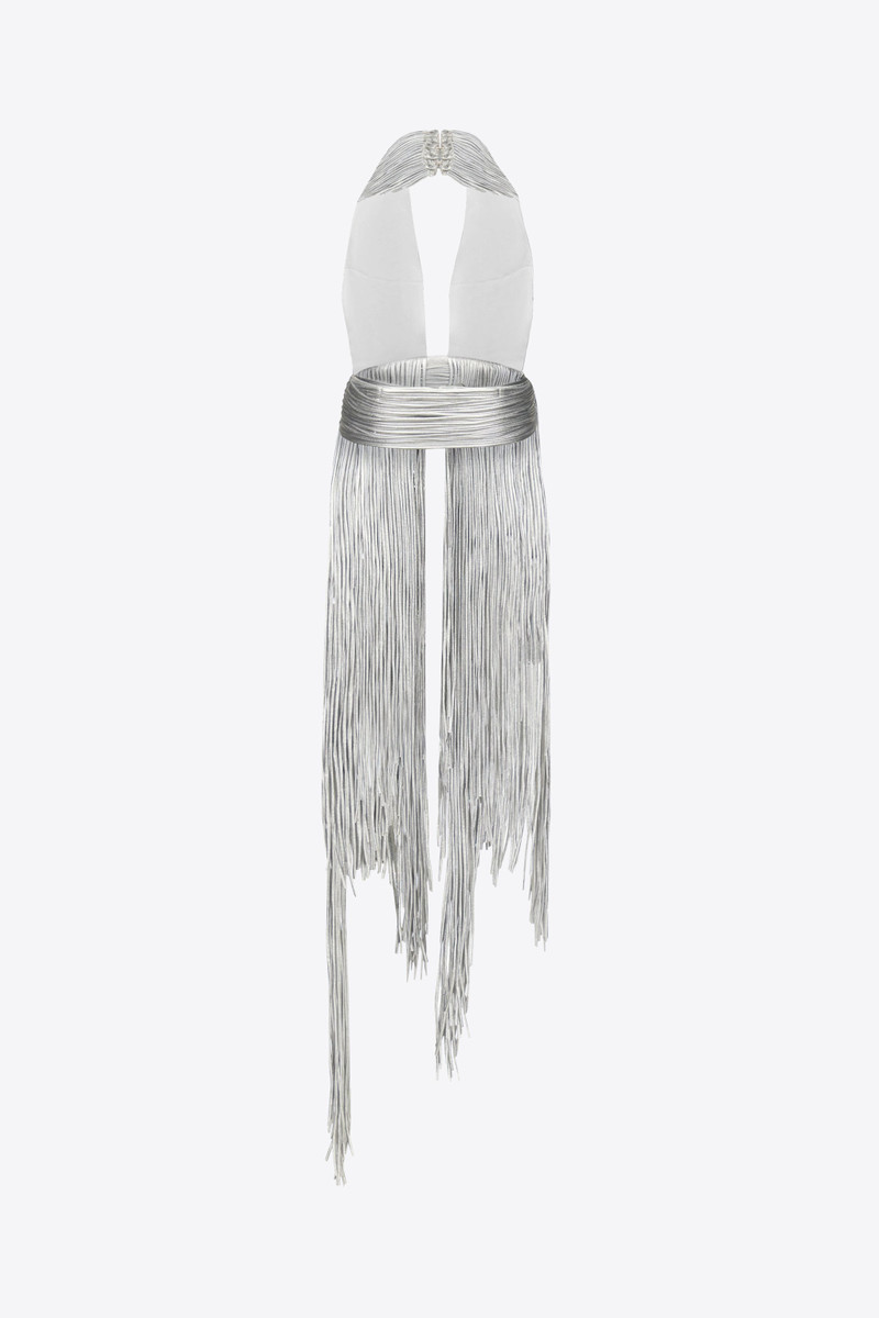 AREA METALLIC FRINGE HALTER TOP outlook