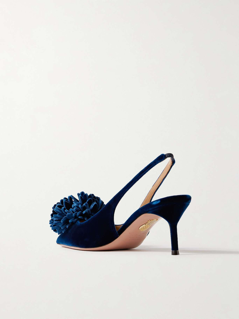 Couturier 65 pompom-embellished velvet slingback pumps 3
