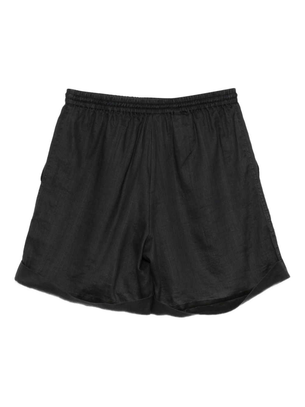 twisted-drawstring ramie shorts - 2