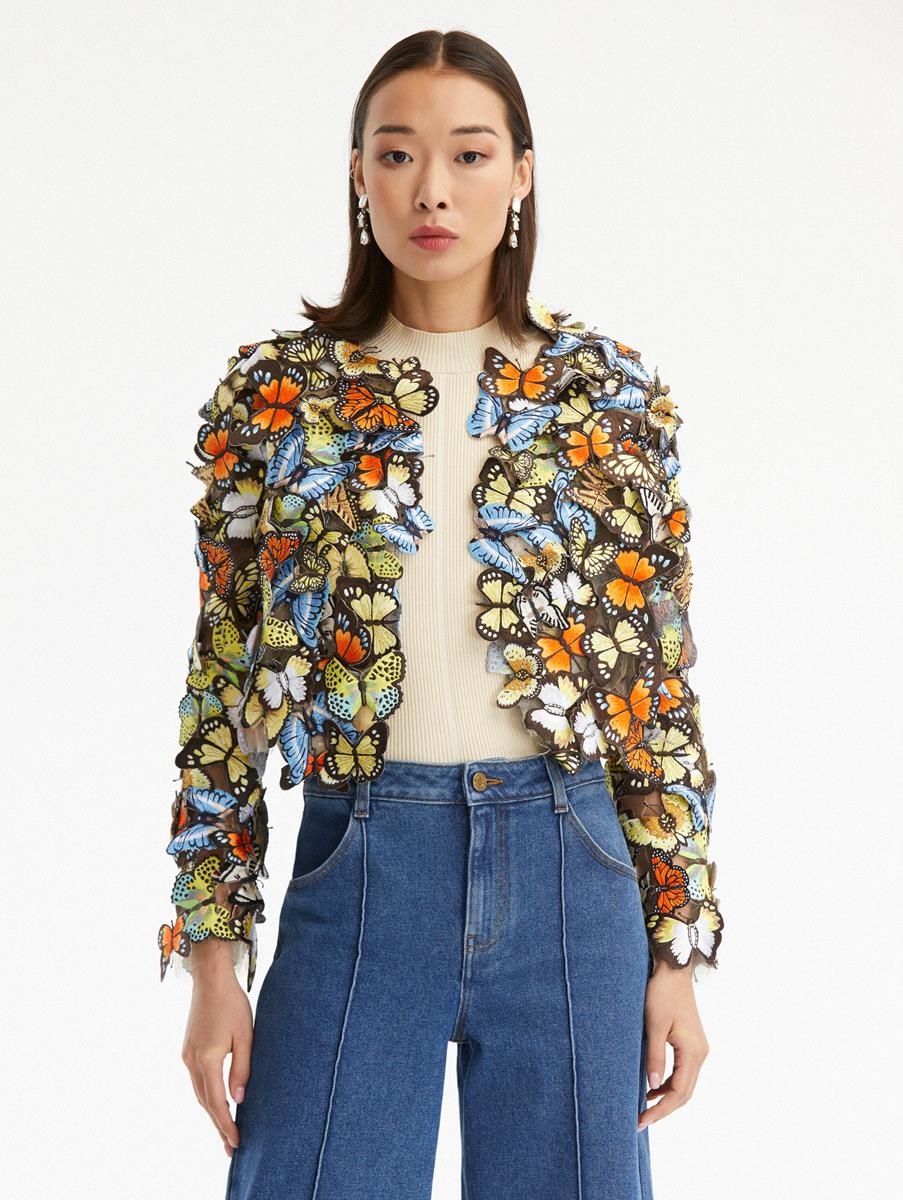 THREADWORK BUTTERFLY EMBROIDERED JACKET - 2