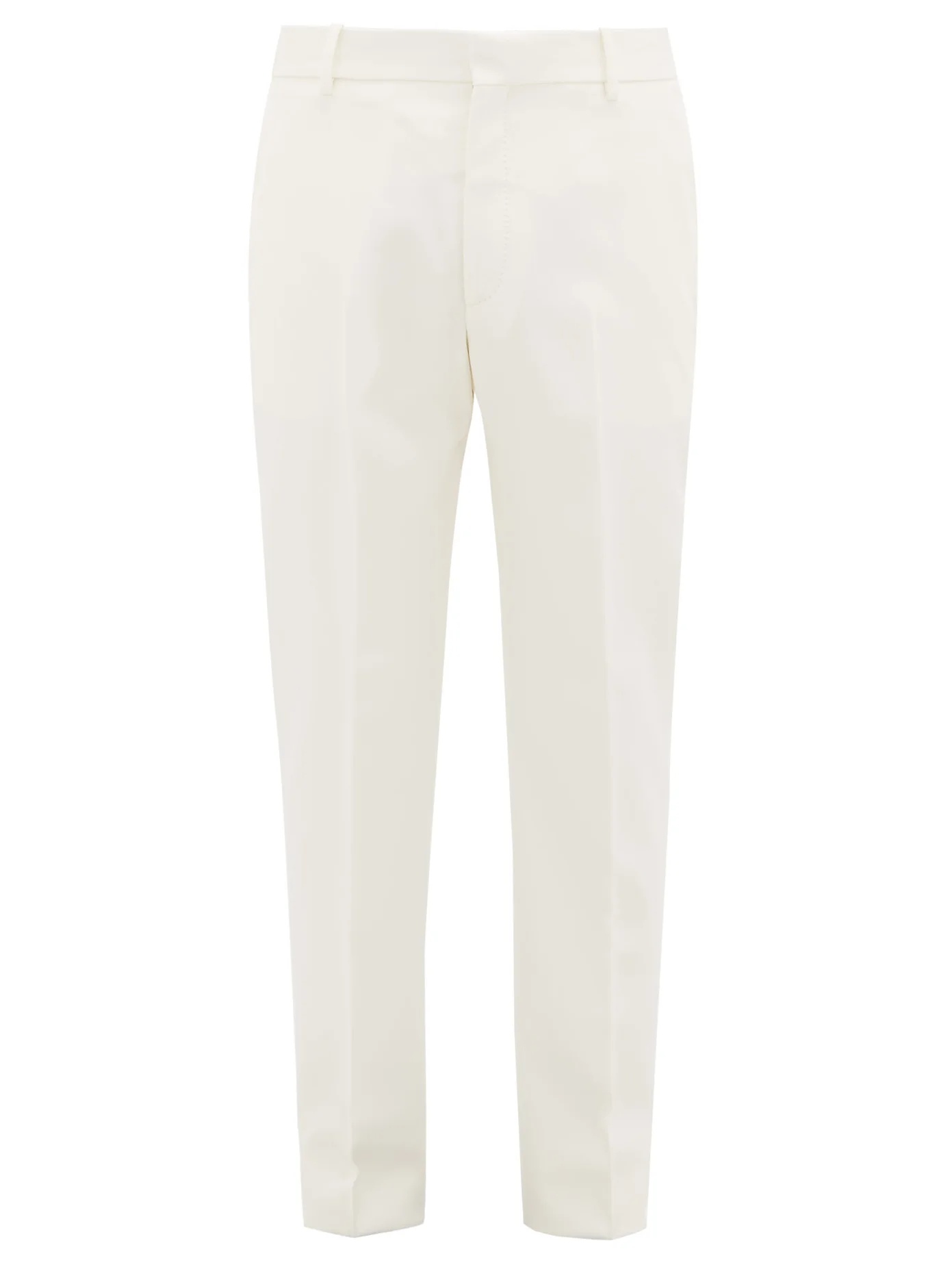 Pick-stitched wool-twill tapered trousers - 1