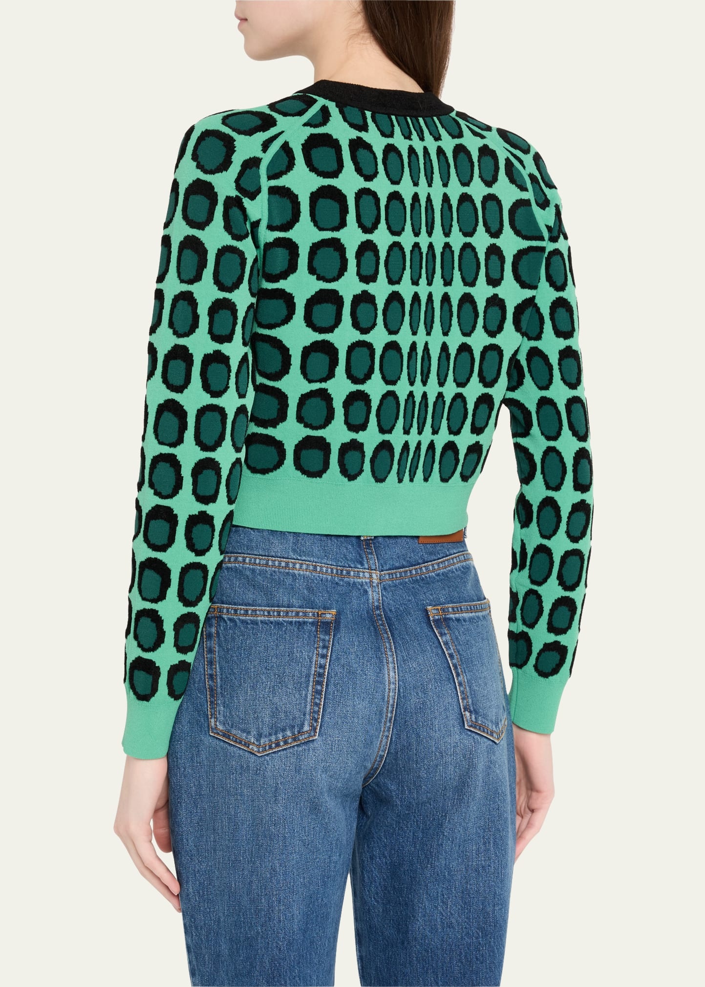 Wiggle Dot Jacquard Cropped Knit Cardigan - 3