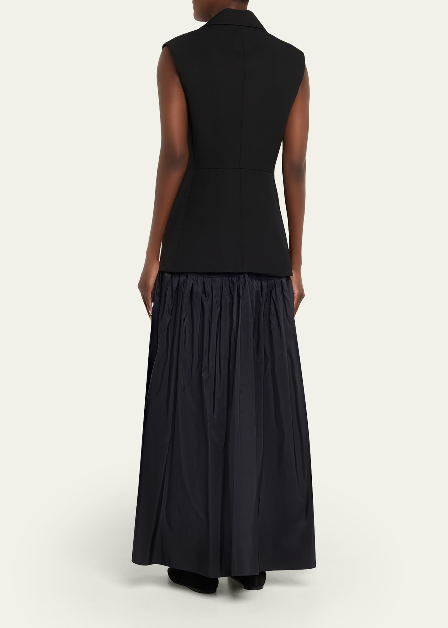 Sleeveless Waistcoat Silk Faille Maxi Dress - 3