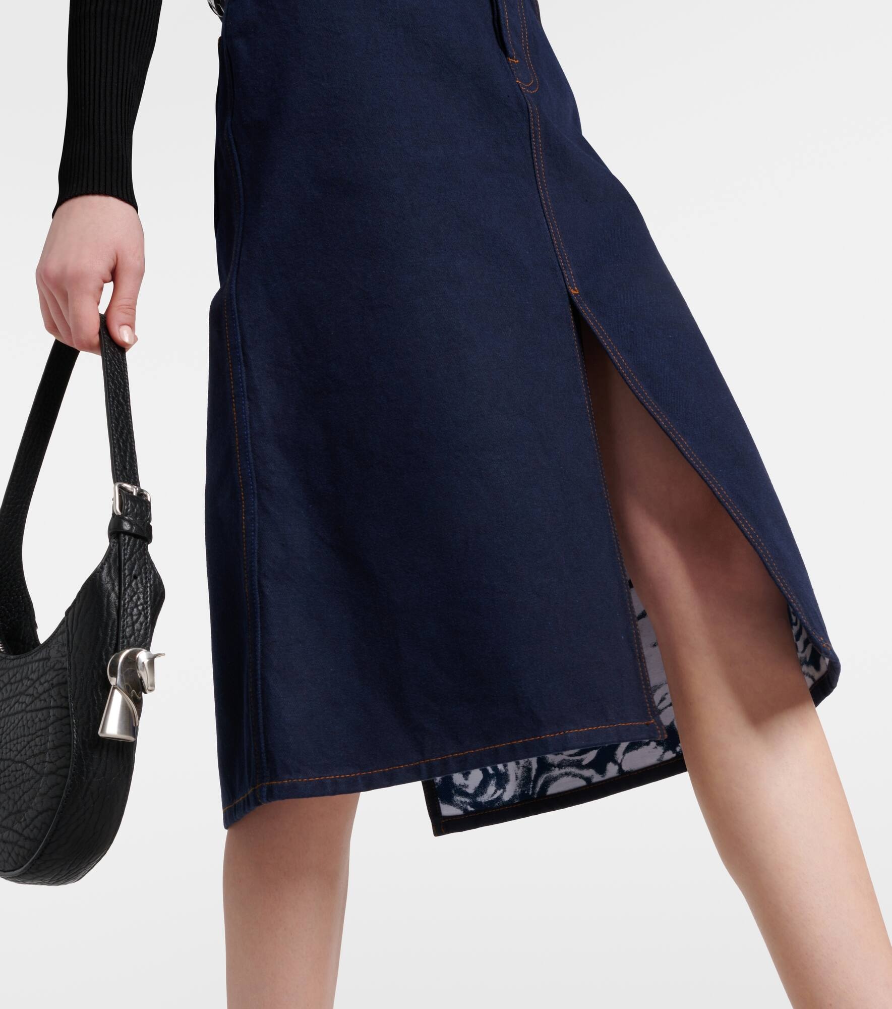 High-rise denim midi skirt - 5