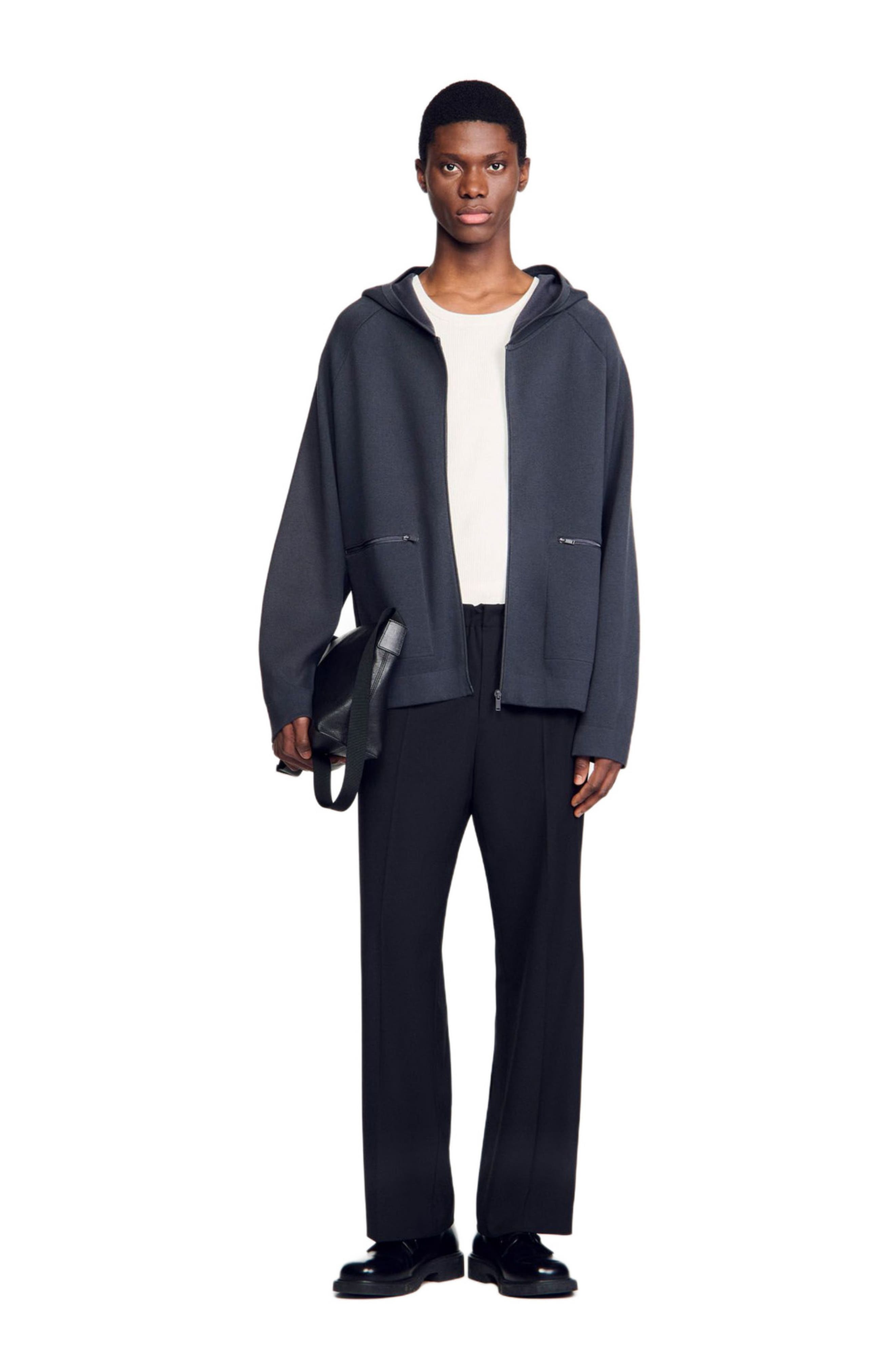 SANDRO Milano knit hooded cardigan in Fonte at Nordstrom - 6