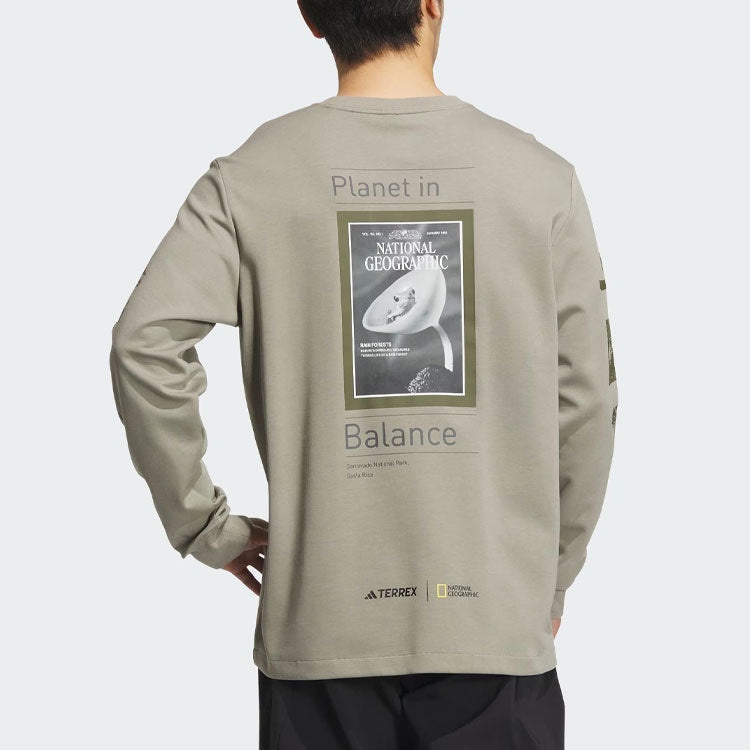 adidas x National Geographic Aeroready Graphic Long Sleeve Tee 'Silver Pebble' IS9509 - 3