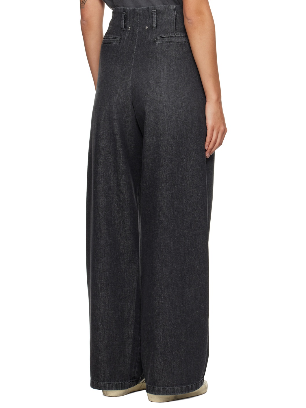 Gray Cotton Pleated Jeans - 3
