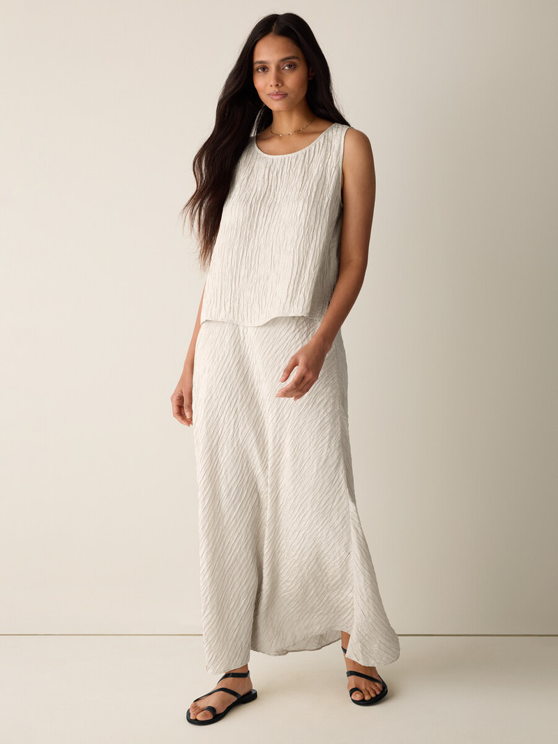 EILEEN FISHER Textured Silk Jacquard Bias Skirt outlook