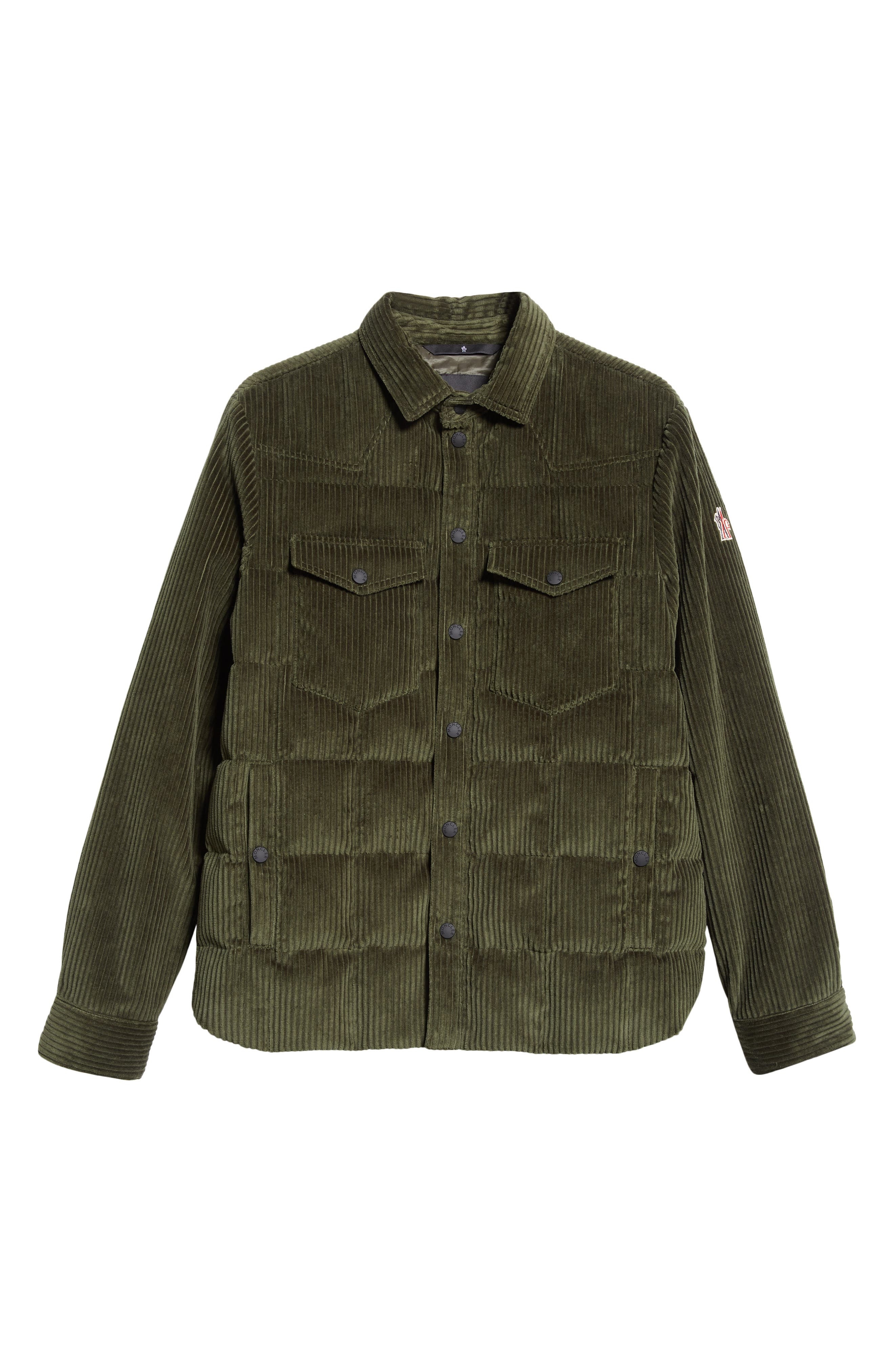 Moncler Gelt Corduroy Puffer Down Shirt Jacket in Thyme at Nordstrom - 6