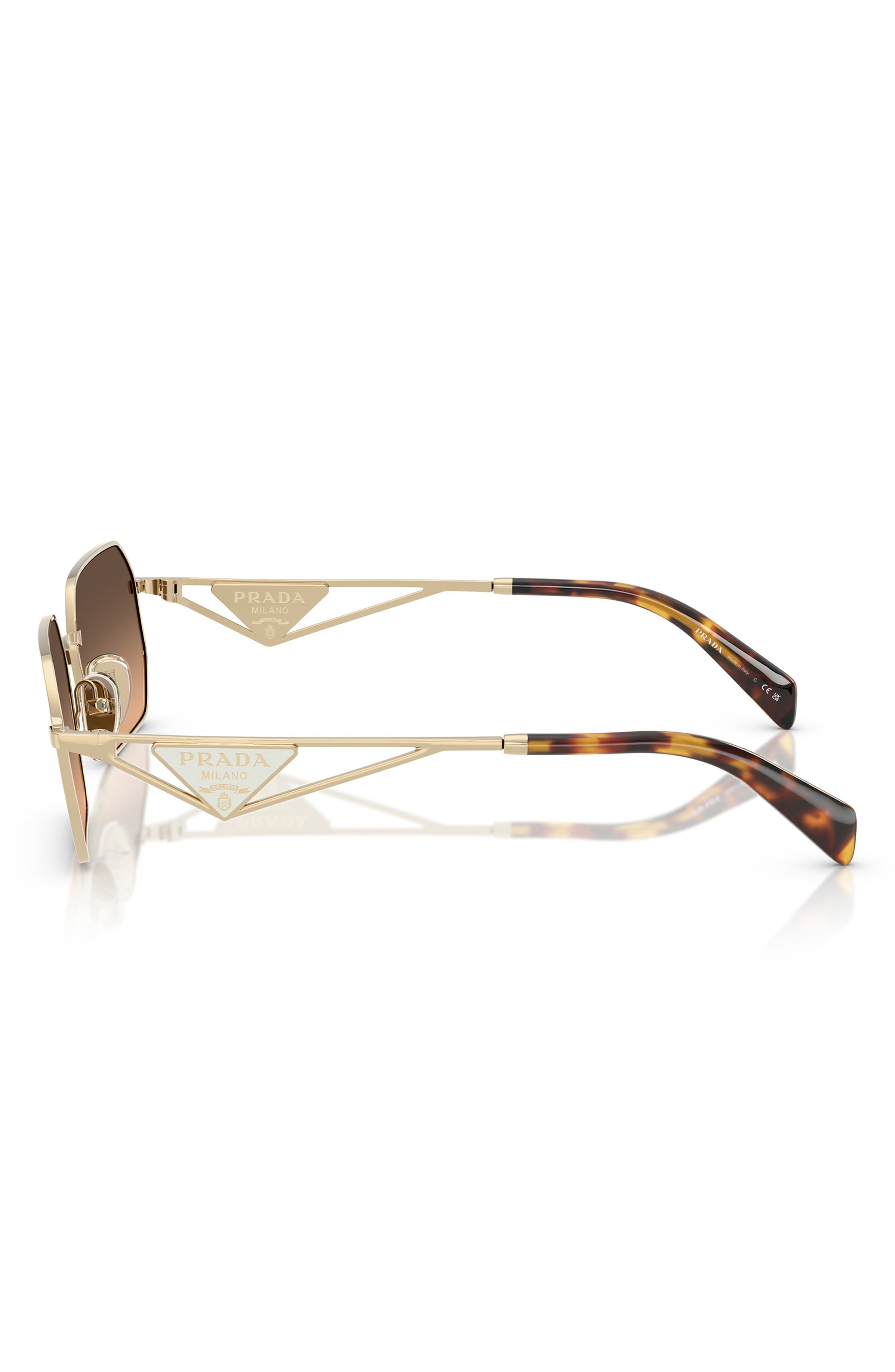 Prada 58mm Gradient Rectangular Sunglasses in Pale Gold at Nordstrom - 3