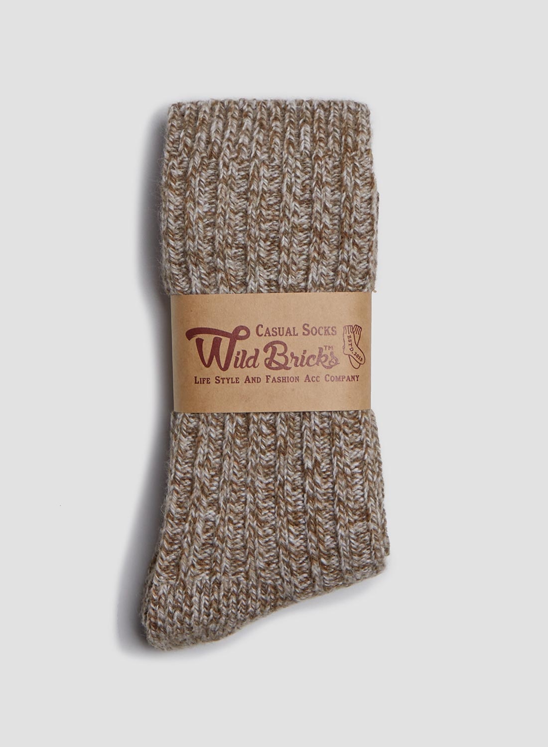 Wild Bricks BS Wool Melange Socks Set in Ivory/Olive/Brown/Charcoal - 5