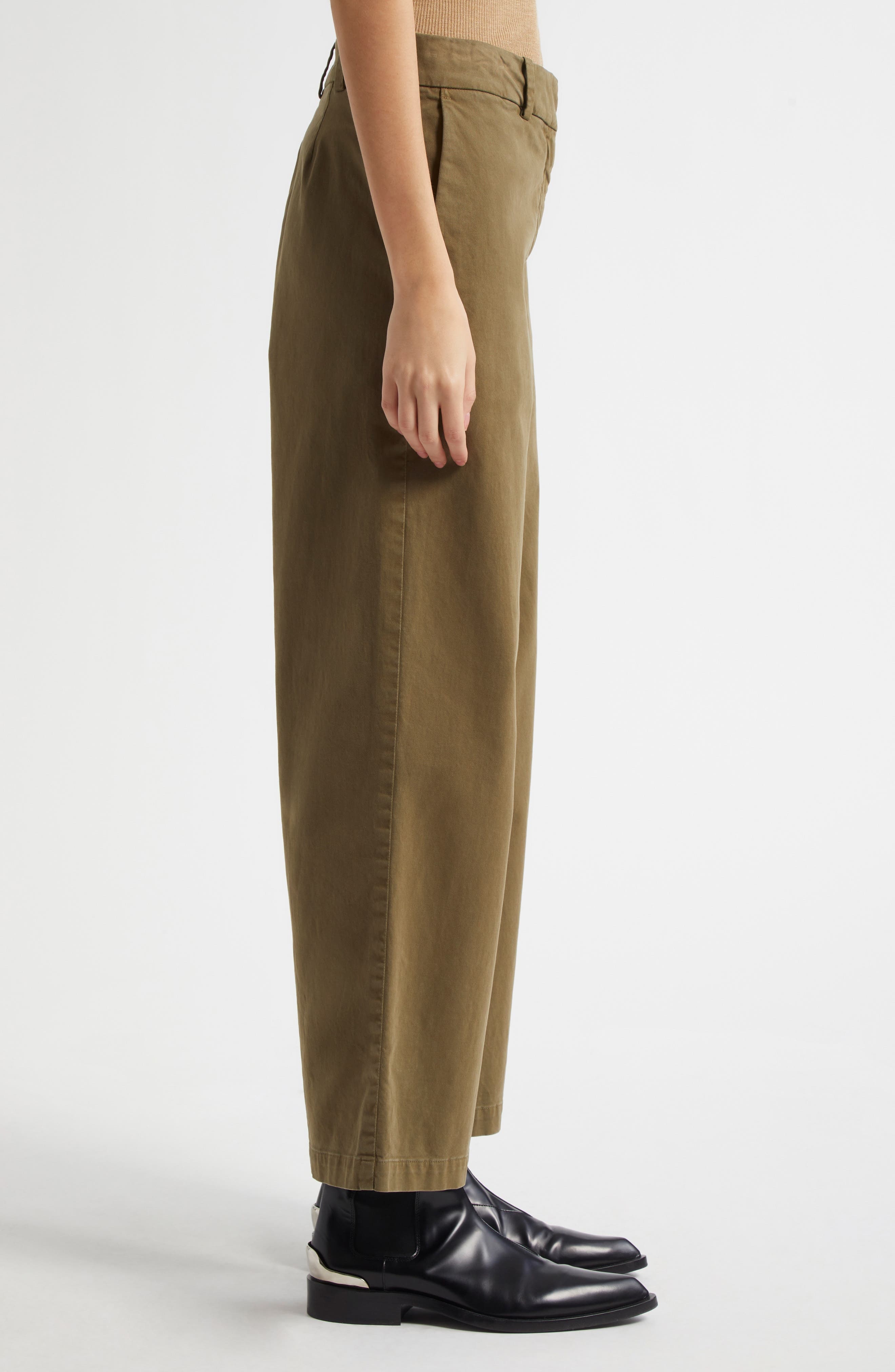 Nili Lotan Nohan Stretch Cotton Ankle Pants in Military Green at Nordstrom - 4