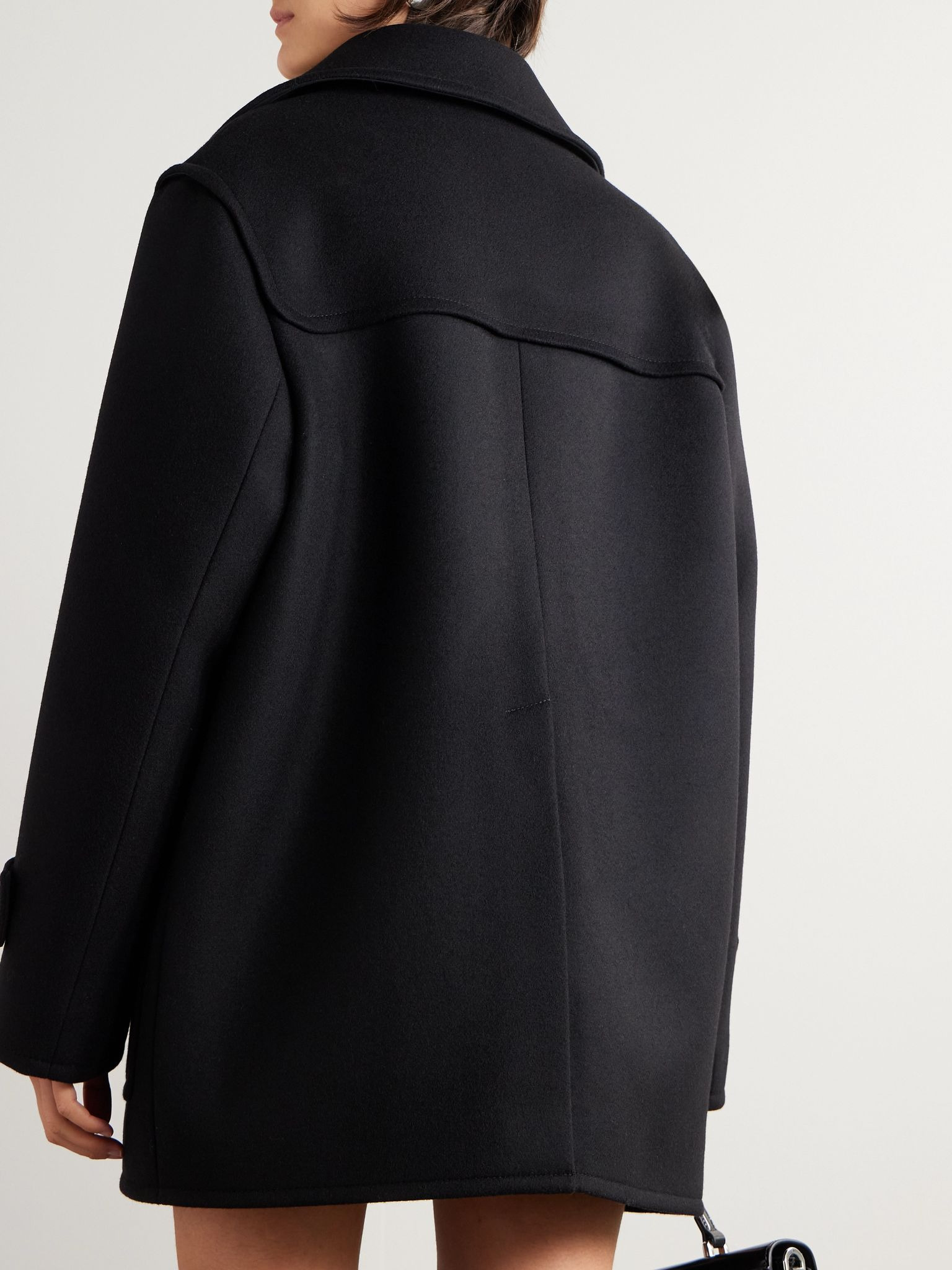 Double-breasted padded wool jacket Black - 3