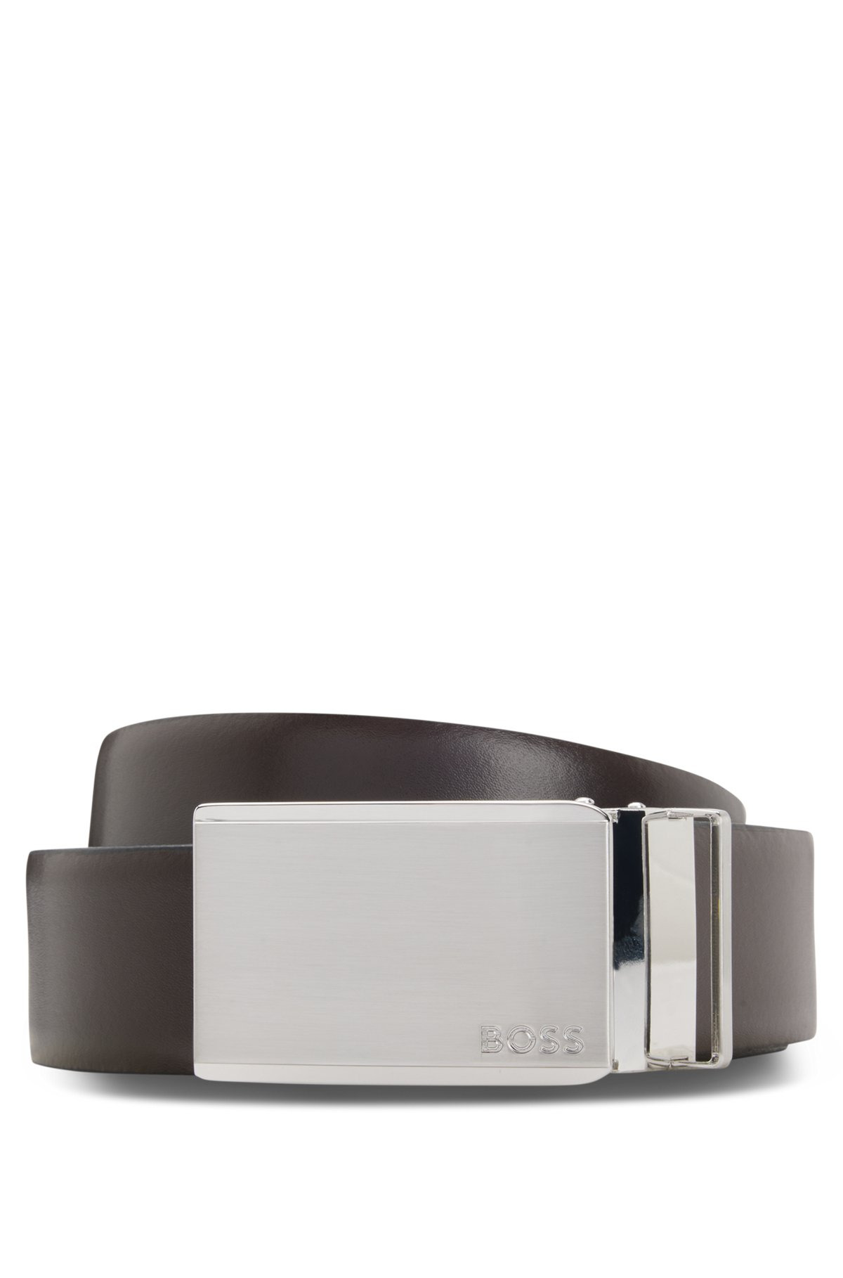 REVERSIBLE ITALIAN-LEATHER BELT WITH PIN AND PLAQUE BUCKLES - 1
