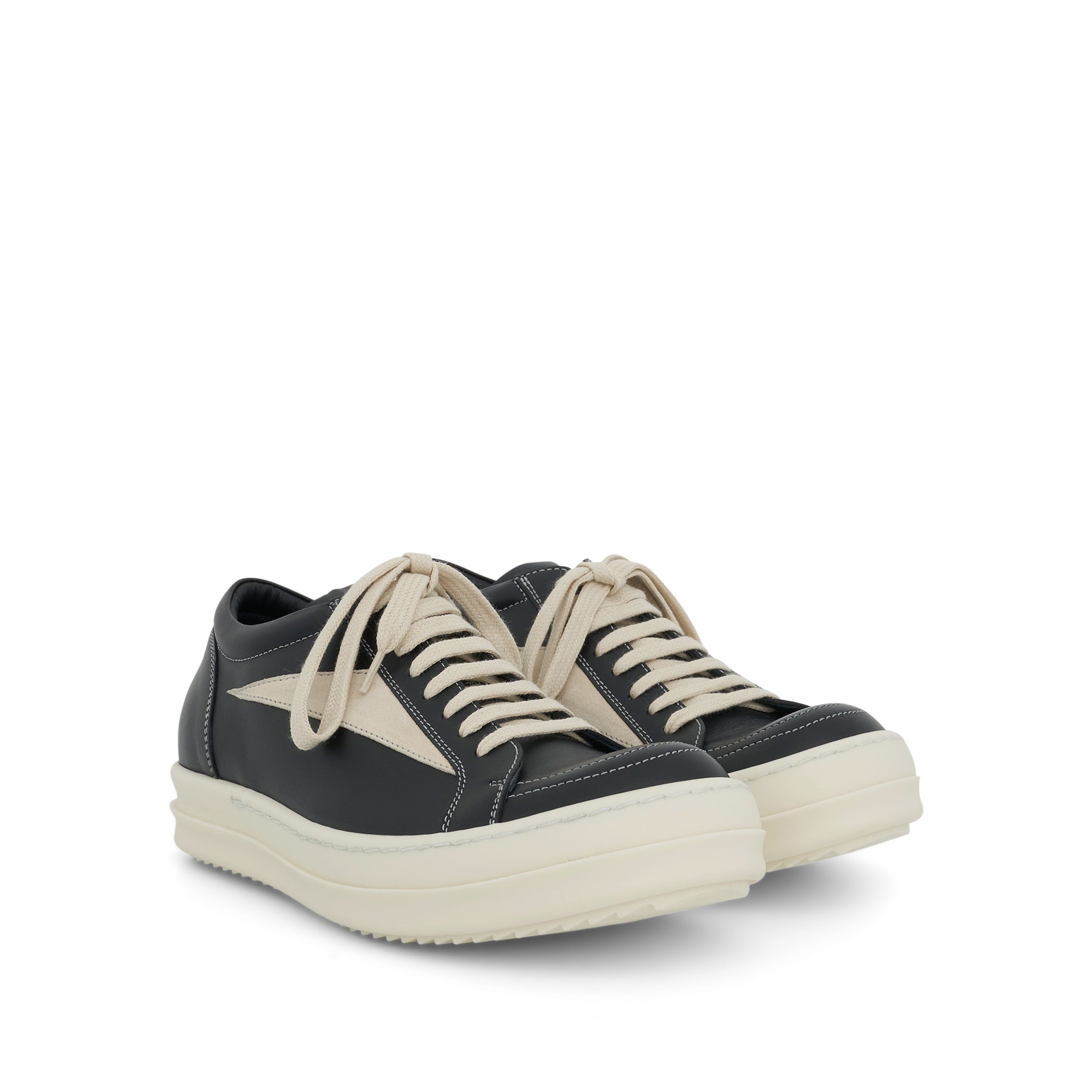 Vintage Leather Sneaker in Black/Milk - 2