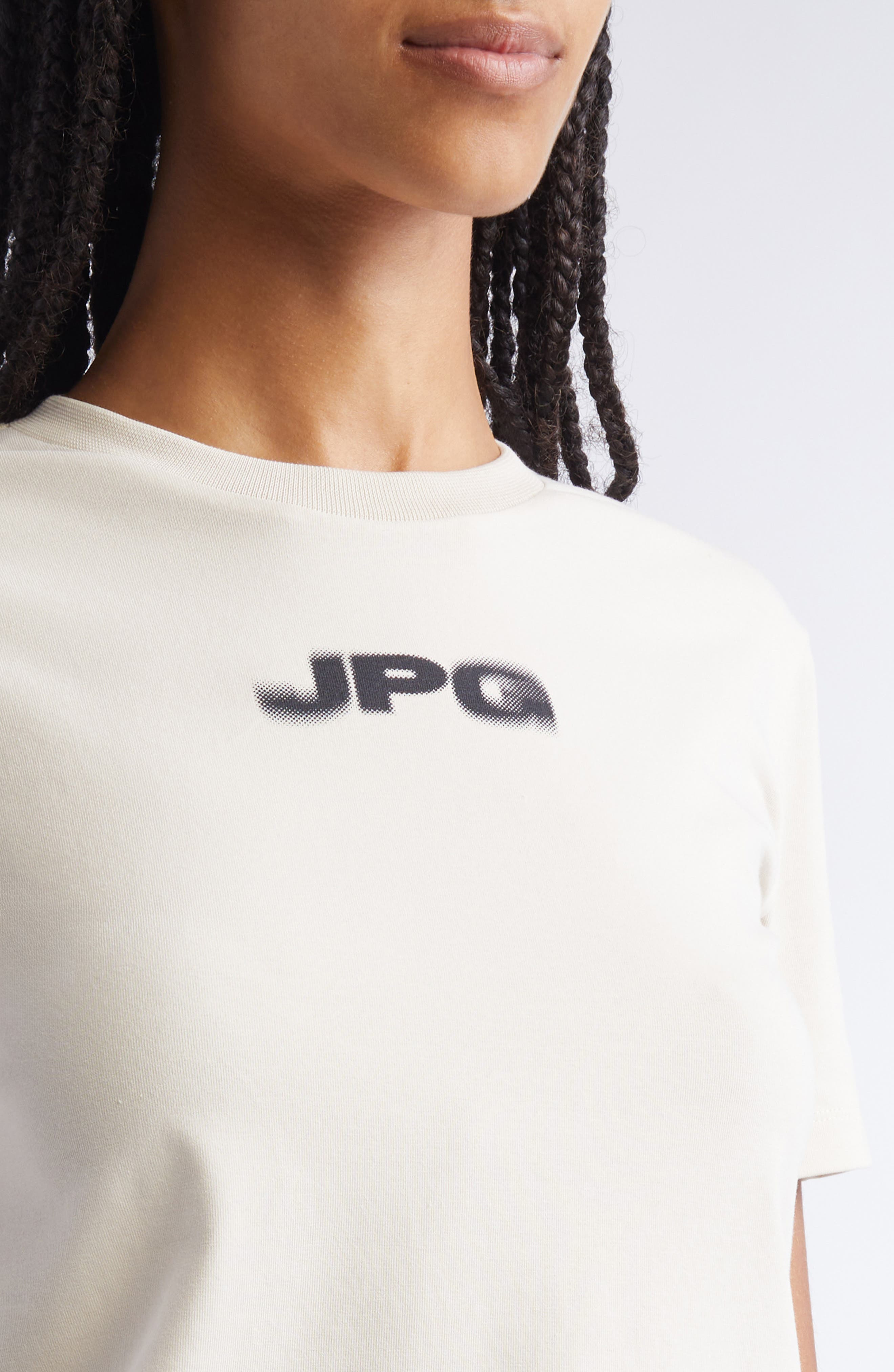Jean Paul Gaultier Logo Stretch Cotton Baby Tee in Light Beige/Black at Nordstrom - 5