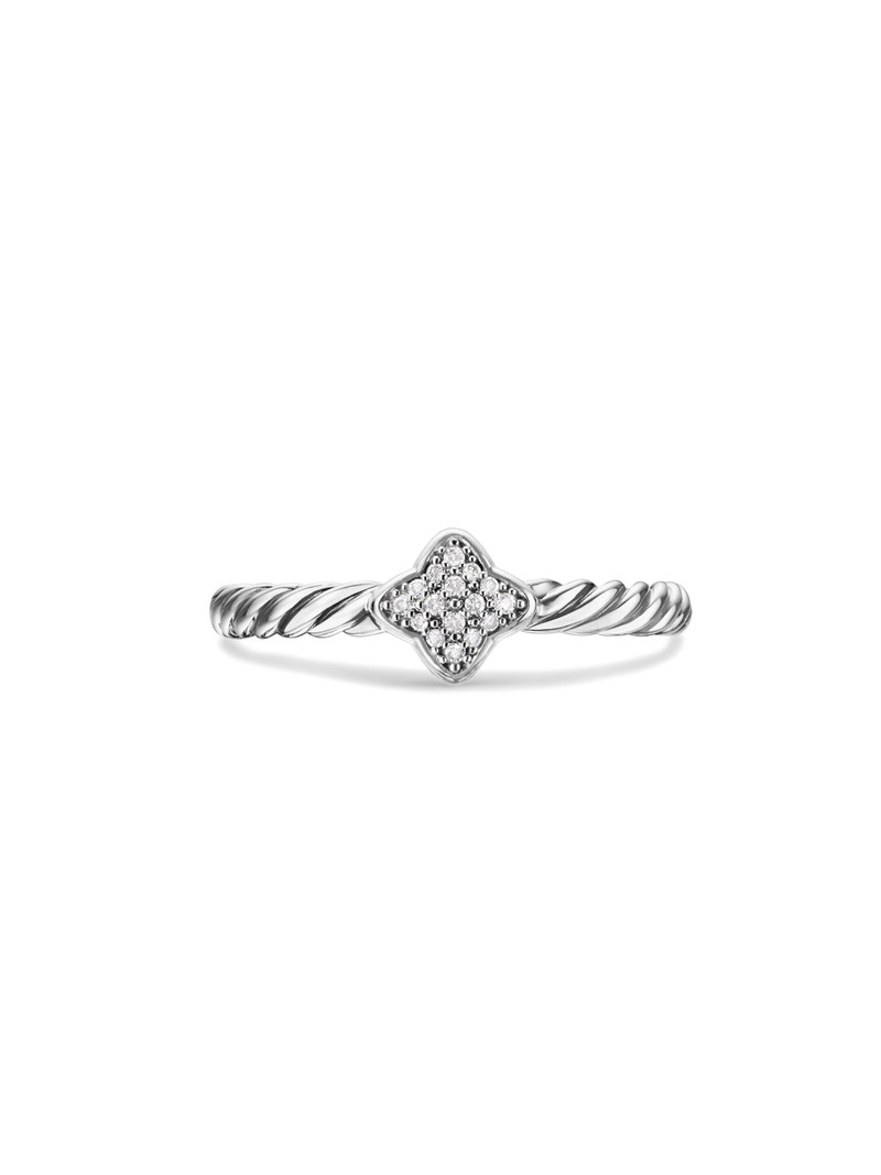 Women's Cable Collectibles Quatrefoil Stack Ring in Sterling Silver - Diamond 4