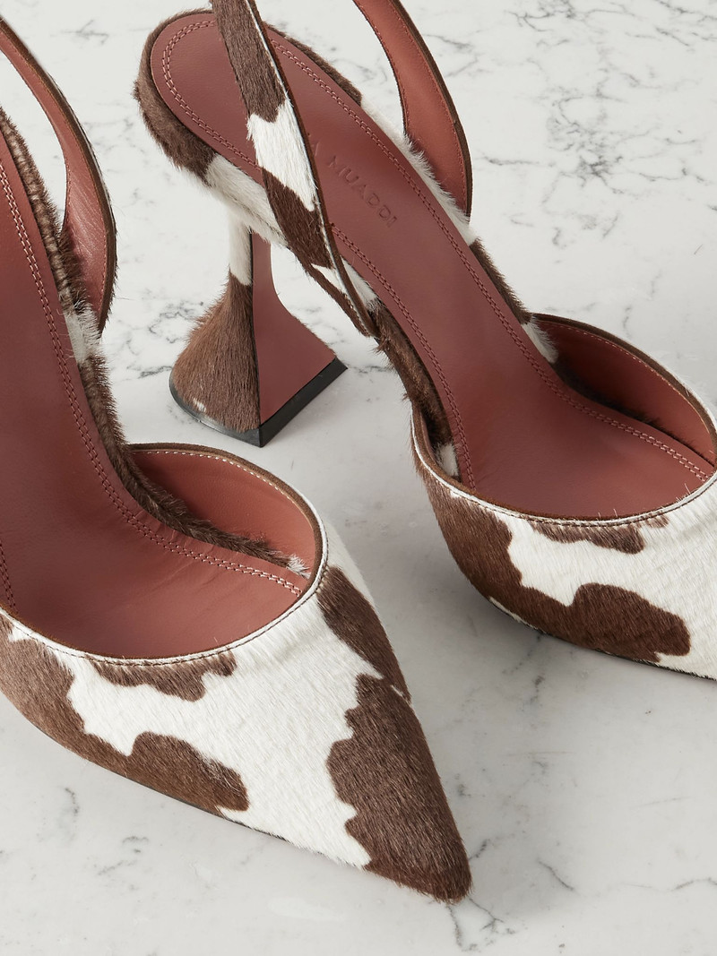 Holli cow-print calf hair slingback pumps Light brown 4