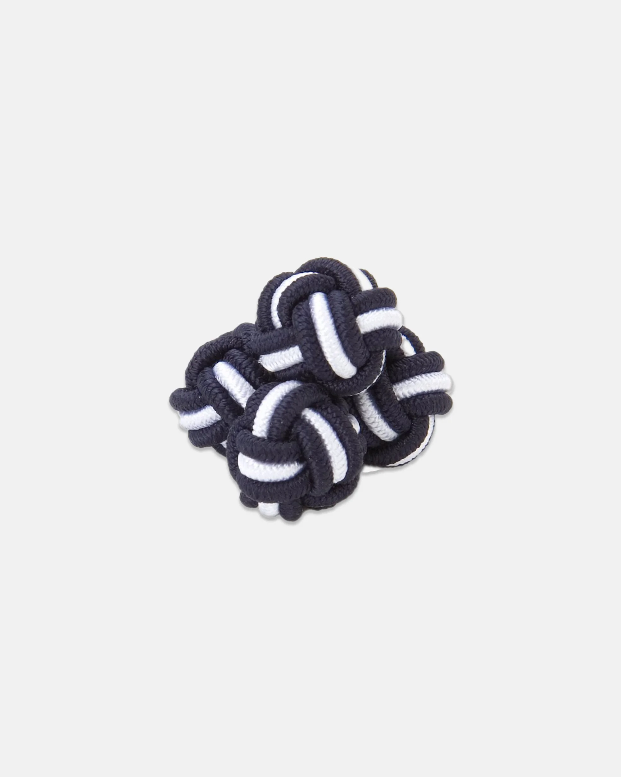 NAVY & WHITE MONKEY'S FIST SILK KNOT CUFFLINKS - 1