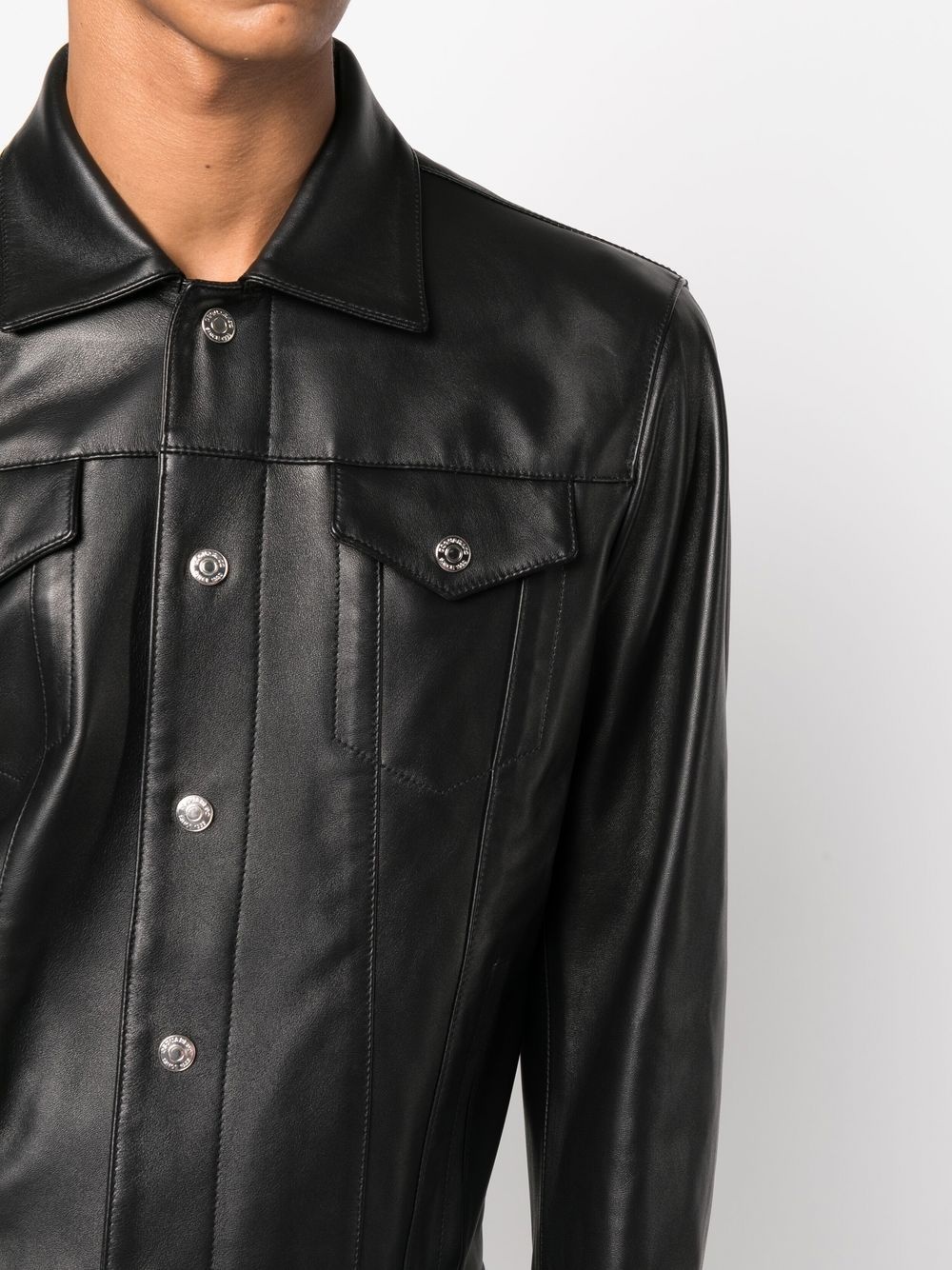 button-up leather shirt - 5