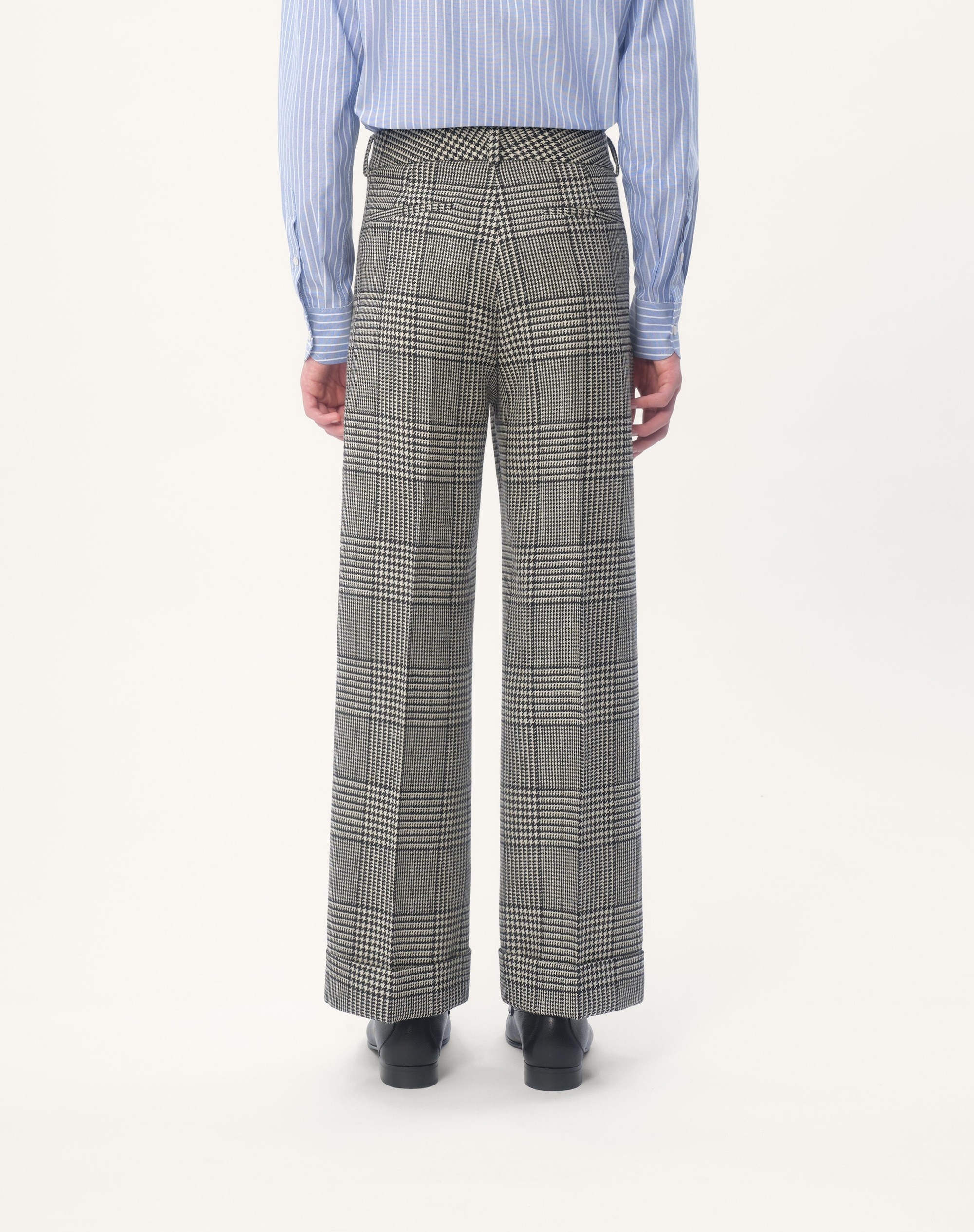 WOOL PANTS WITH TURN-UPS WITH CHECK PATTERN ON HOUNDSTOOTH - 6