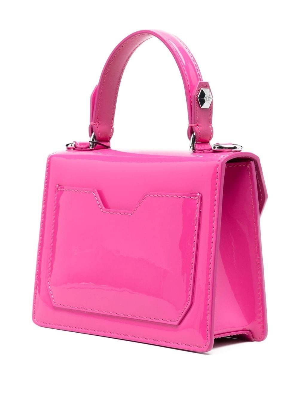 logo-plaque patent-leather handbag - 3