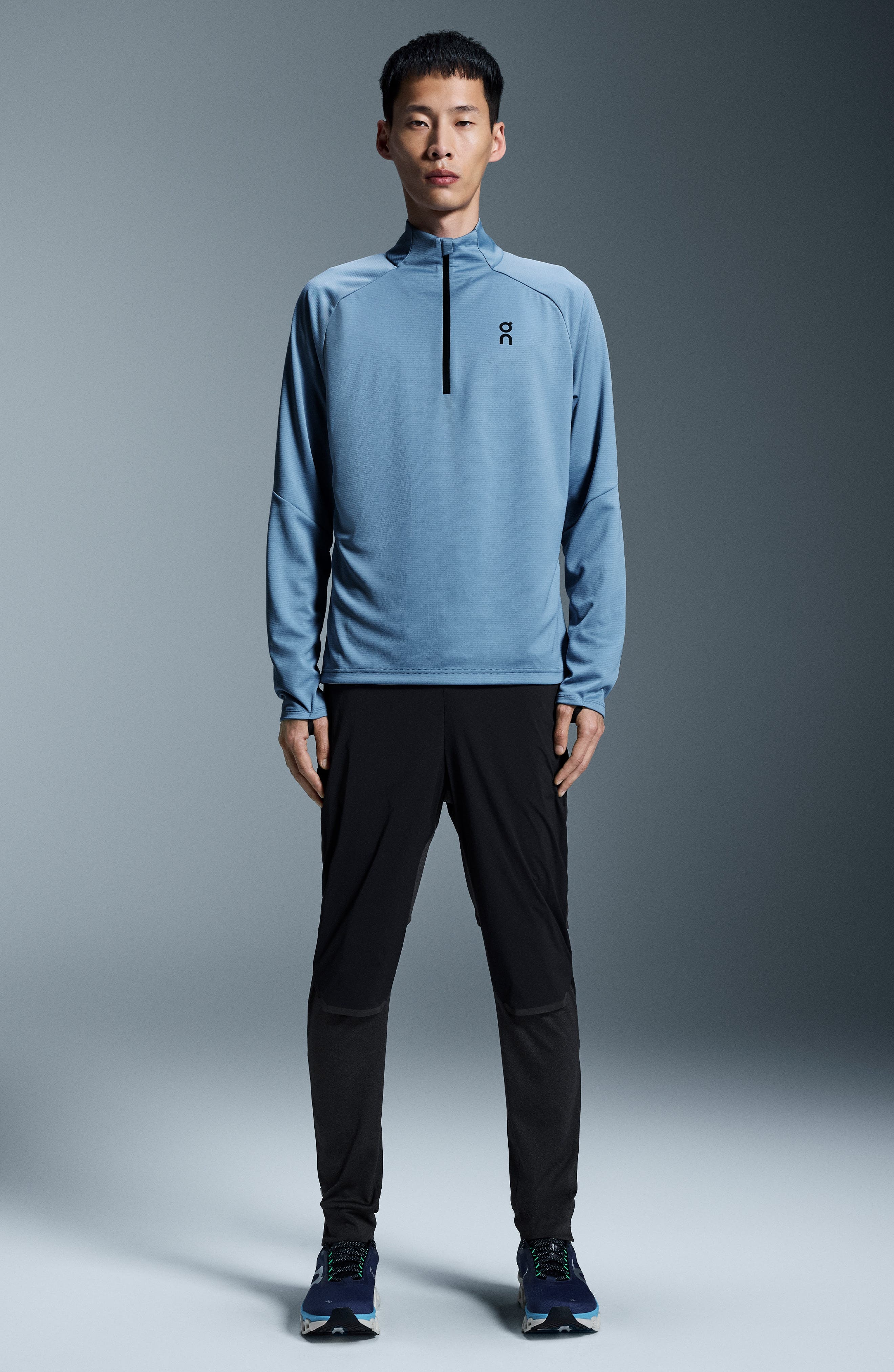 On Climate Knit Quarter Zip Running Top in Chambray at Nordstrom - 6