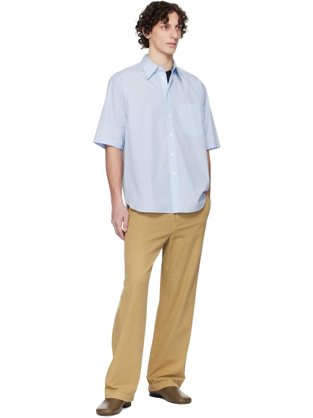 Blue Suvin High Count Cloth Stripe Shirt - 4