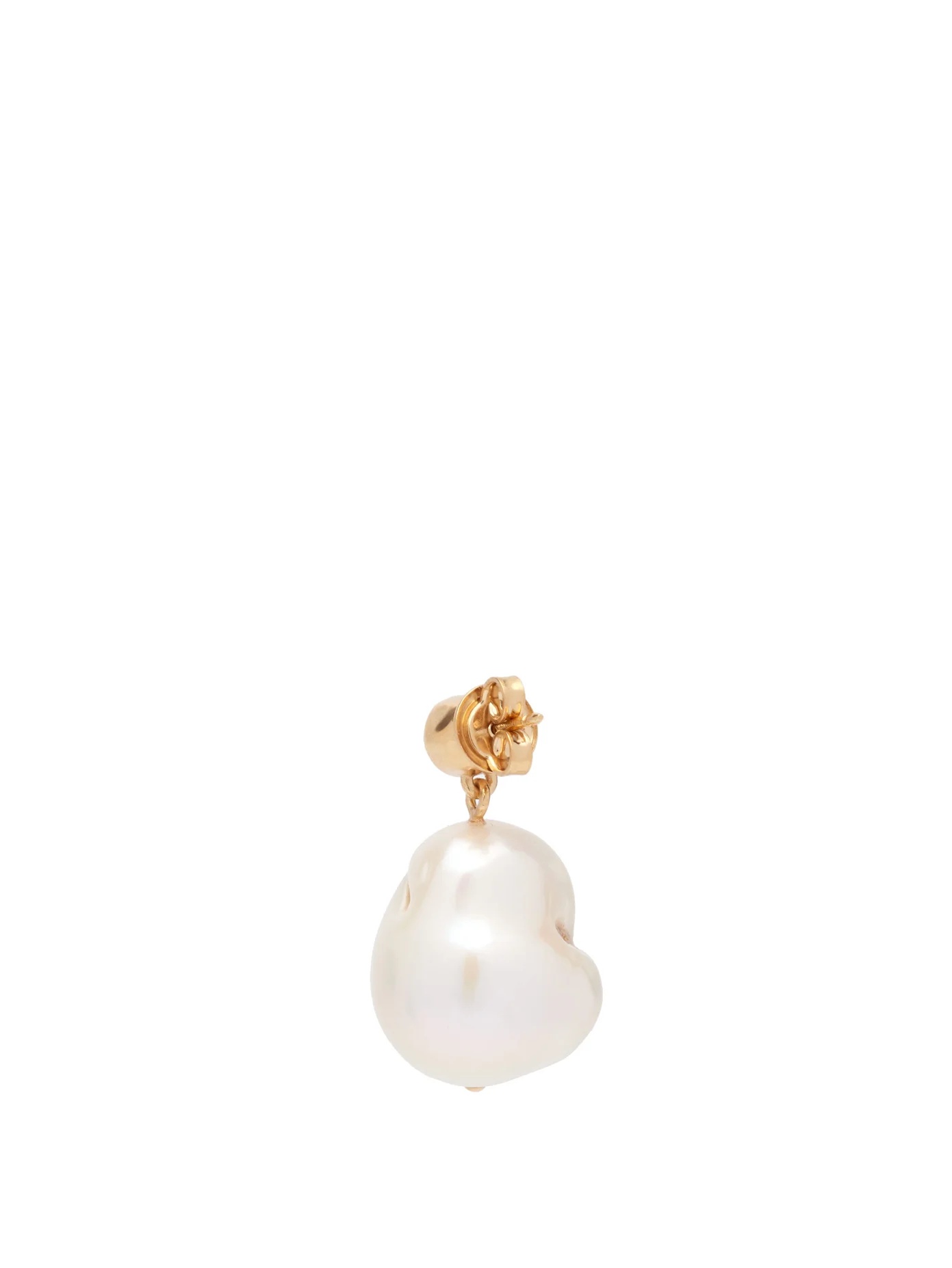 Giraffe pearl & 18kt gold-plated single earring - 3