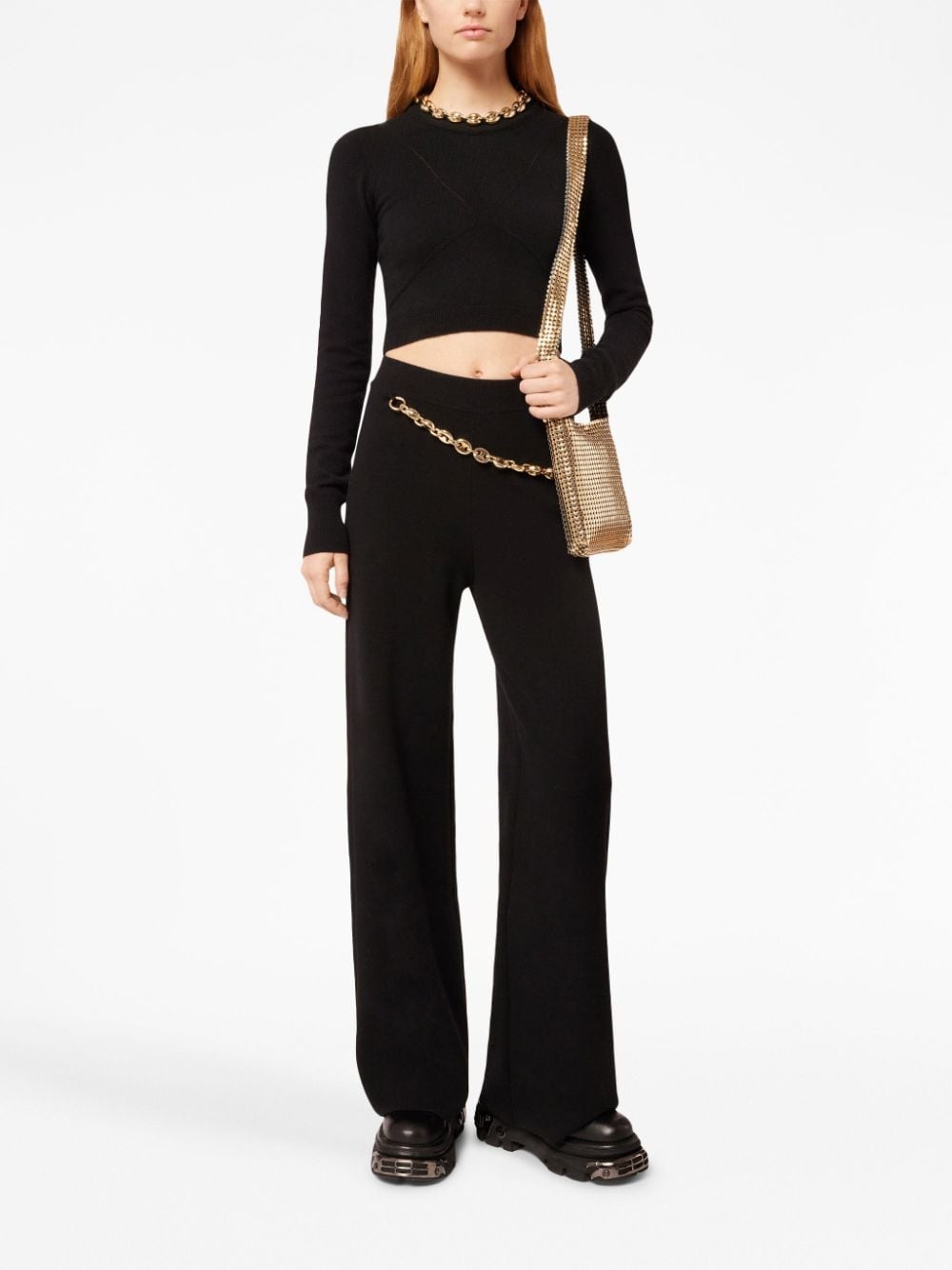 chain-link ribbed knitted top - 2