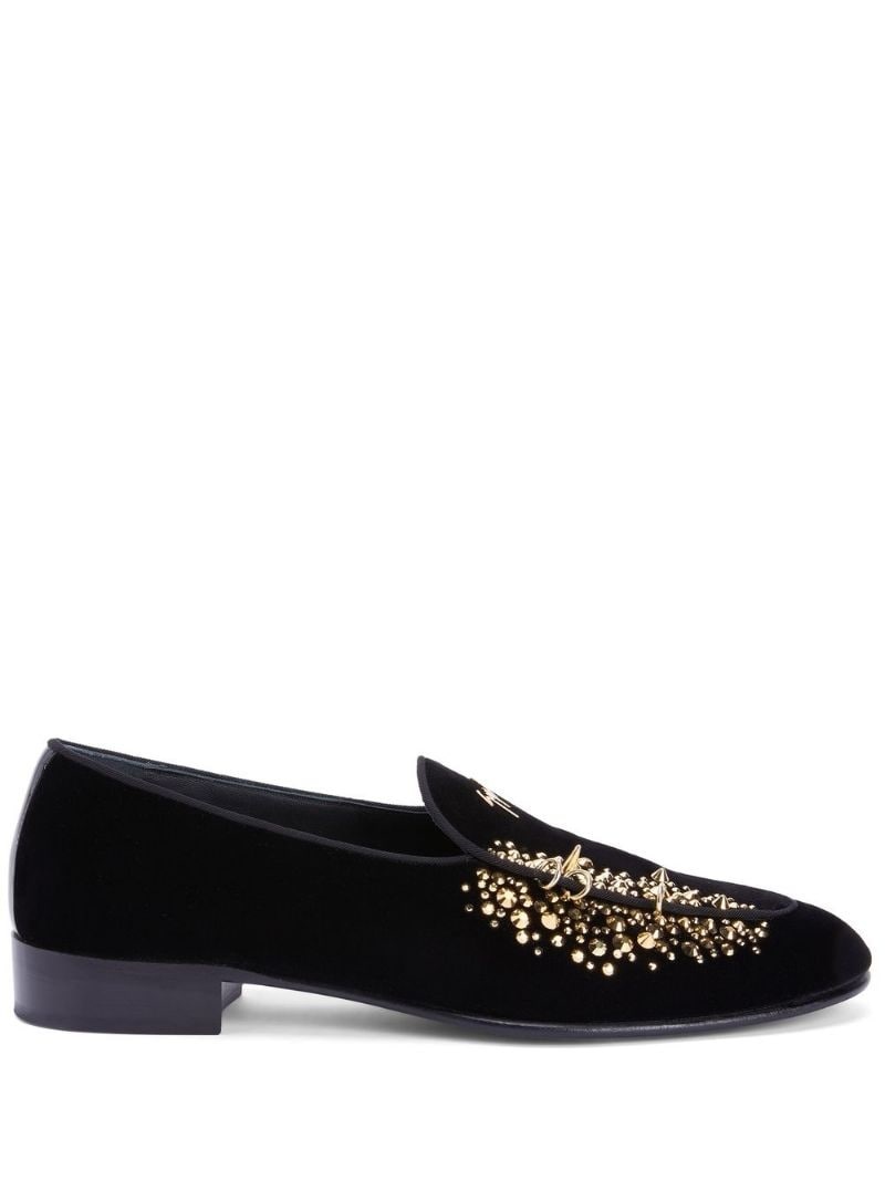 Alvaro studded velvet loafers - 1