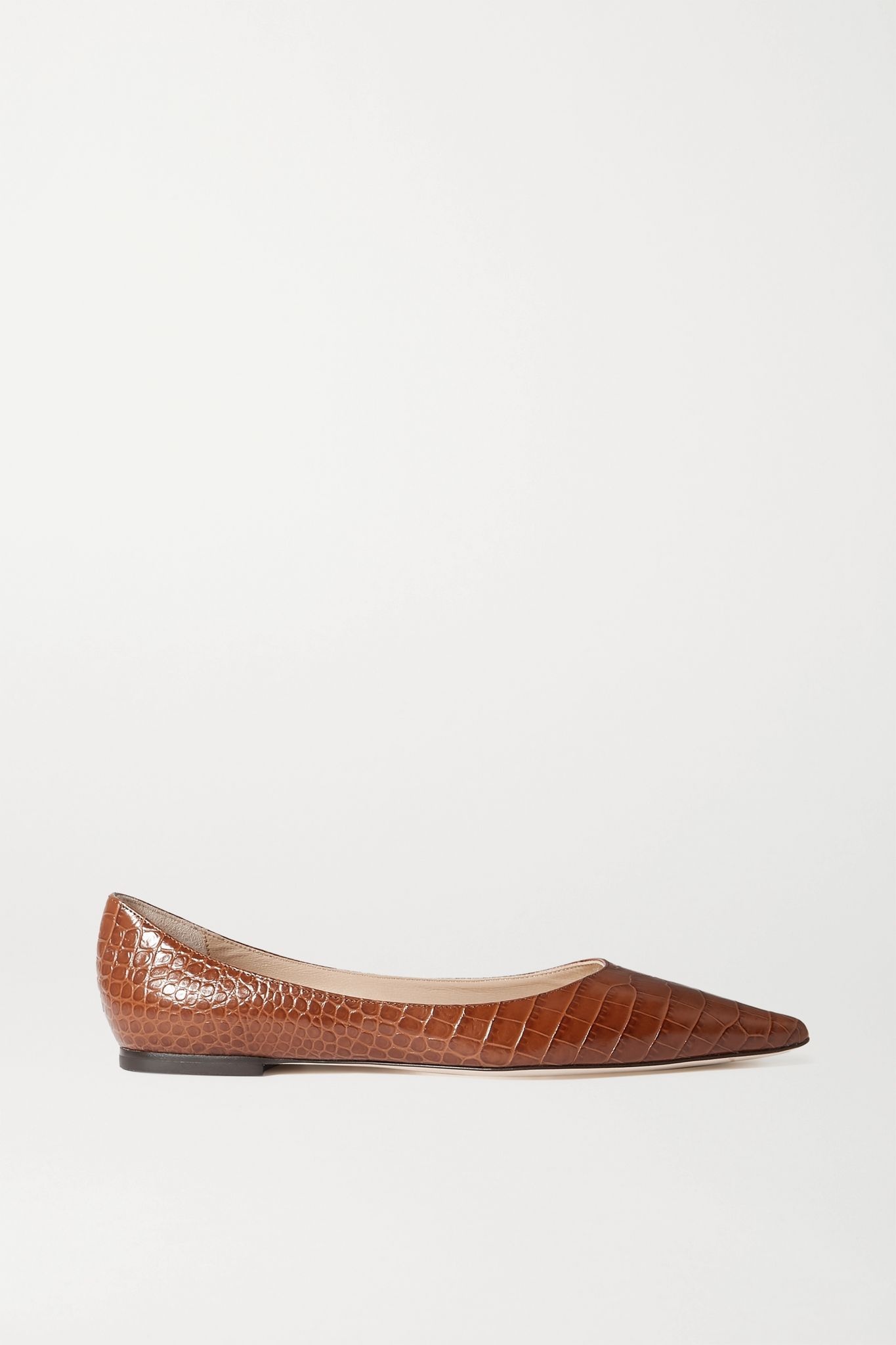 Love croc-effect leather point-toe flats - 1