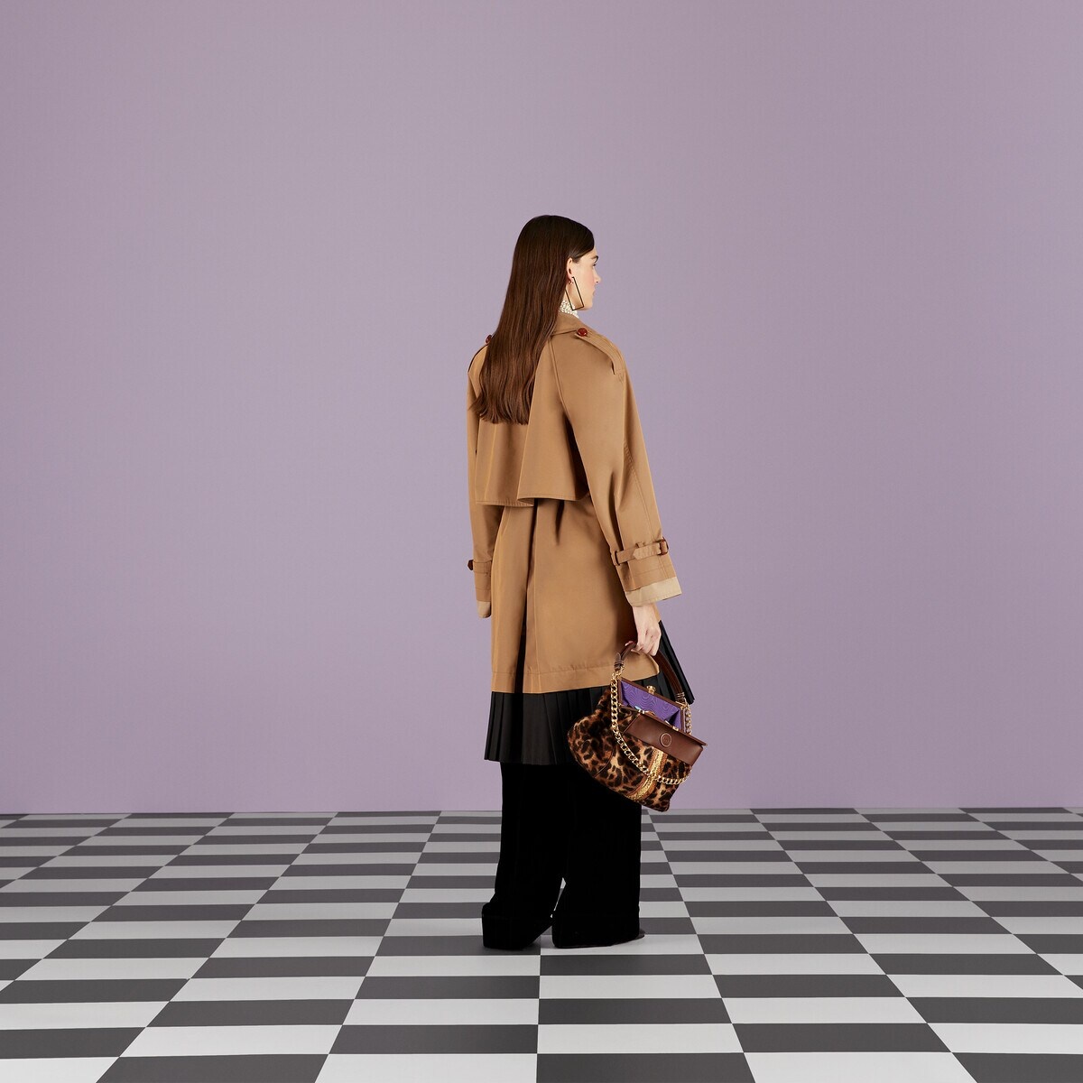 Gabardine coat with leather detail - 3