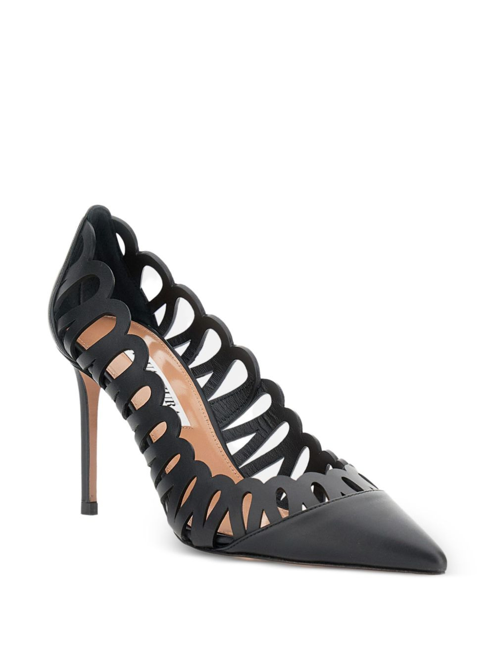 85mm perforated leather pumps - 4
