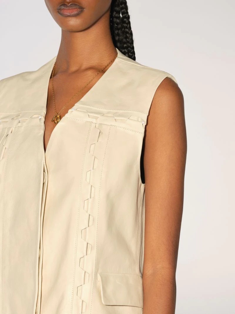 LACE UP LEATHER VEST - 6