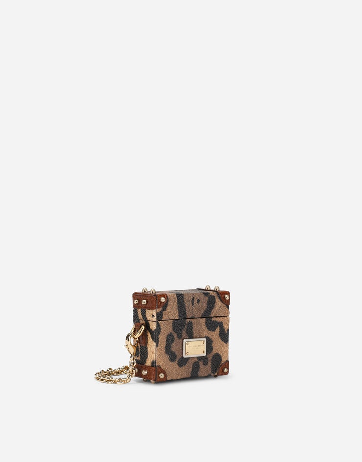 Airpods case in leopard-print Crespo with branded plate - 2
