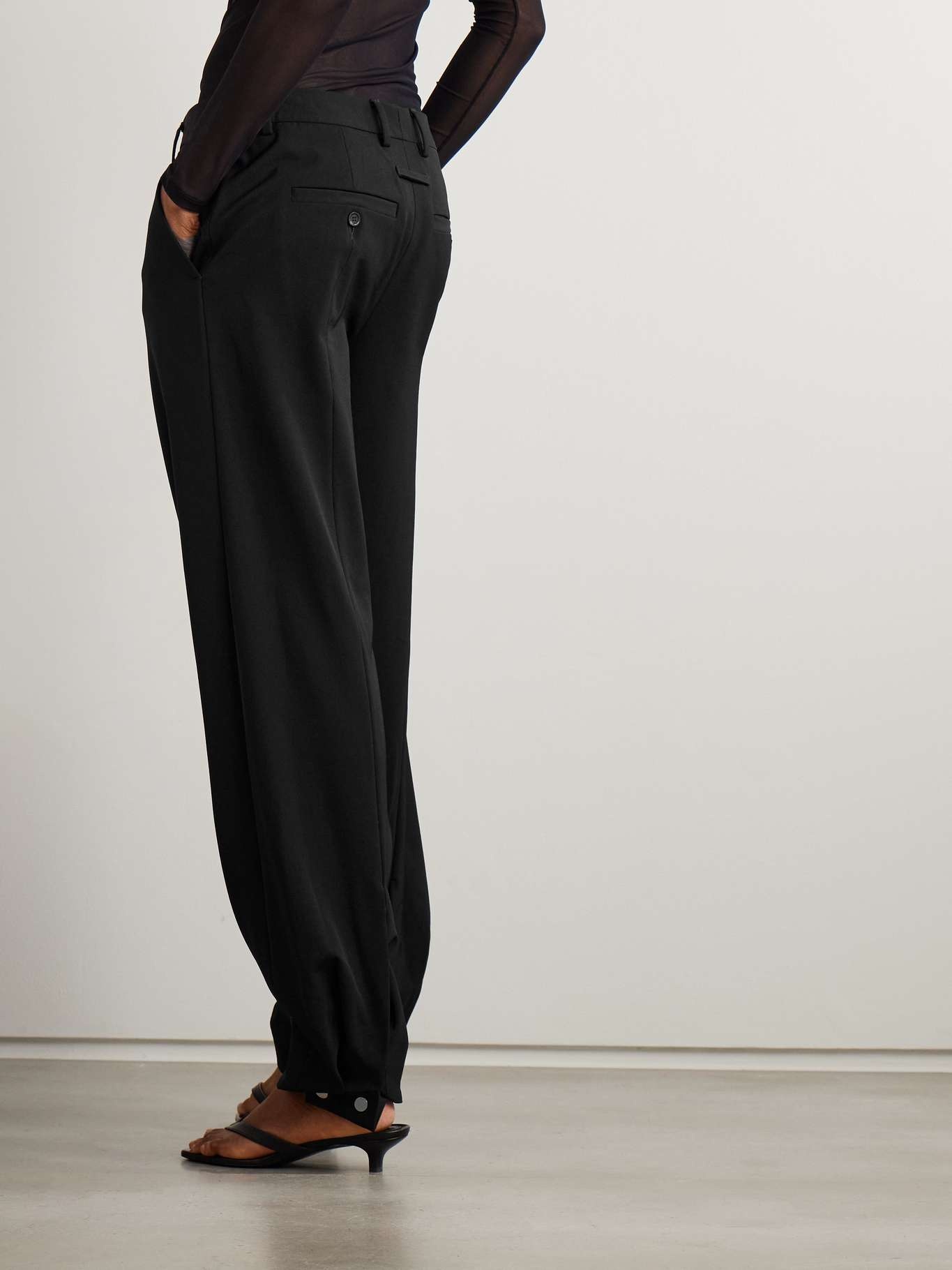 Twill wide-leg stirrup pants Black - 4