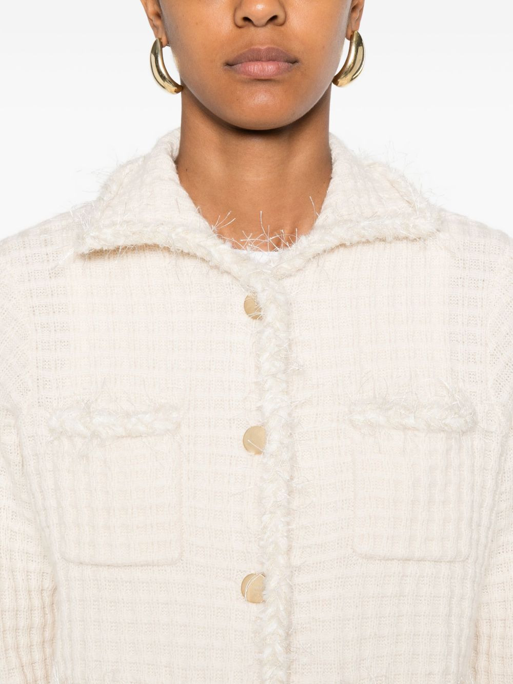 frayed pocket cardigan - 5