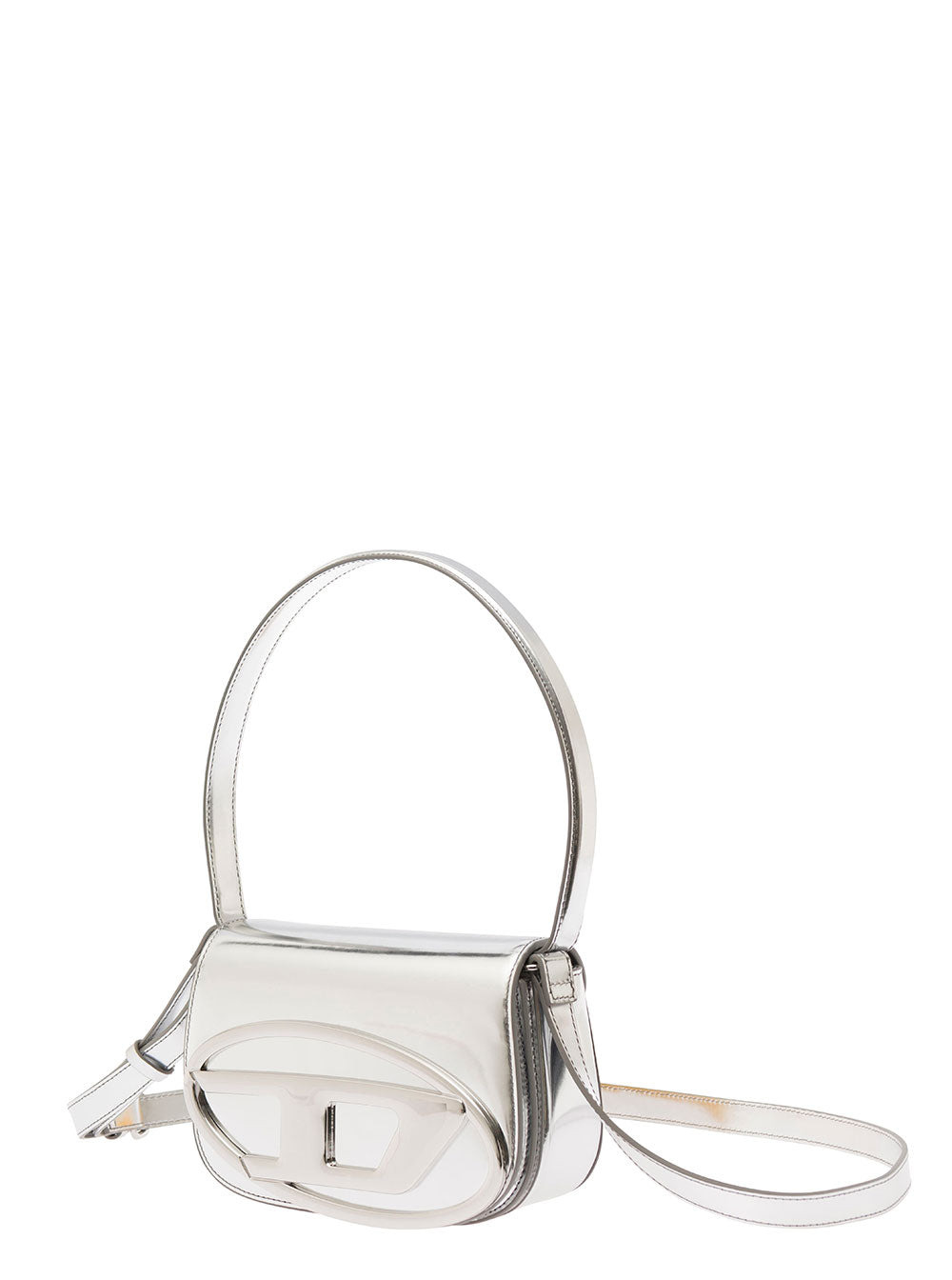 Diesel Women '1Dr' Silver-Tone Shoulder Bag With Oval D Patch In Lamintaed Leather Woman - 2