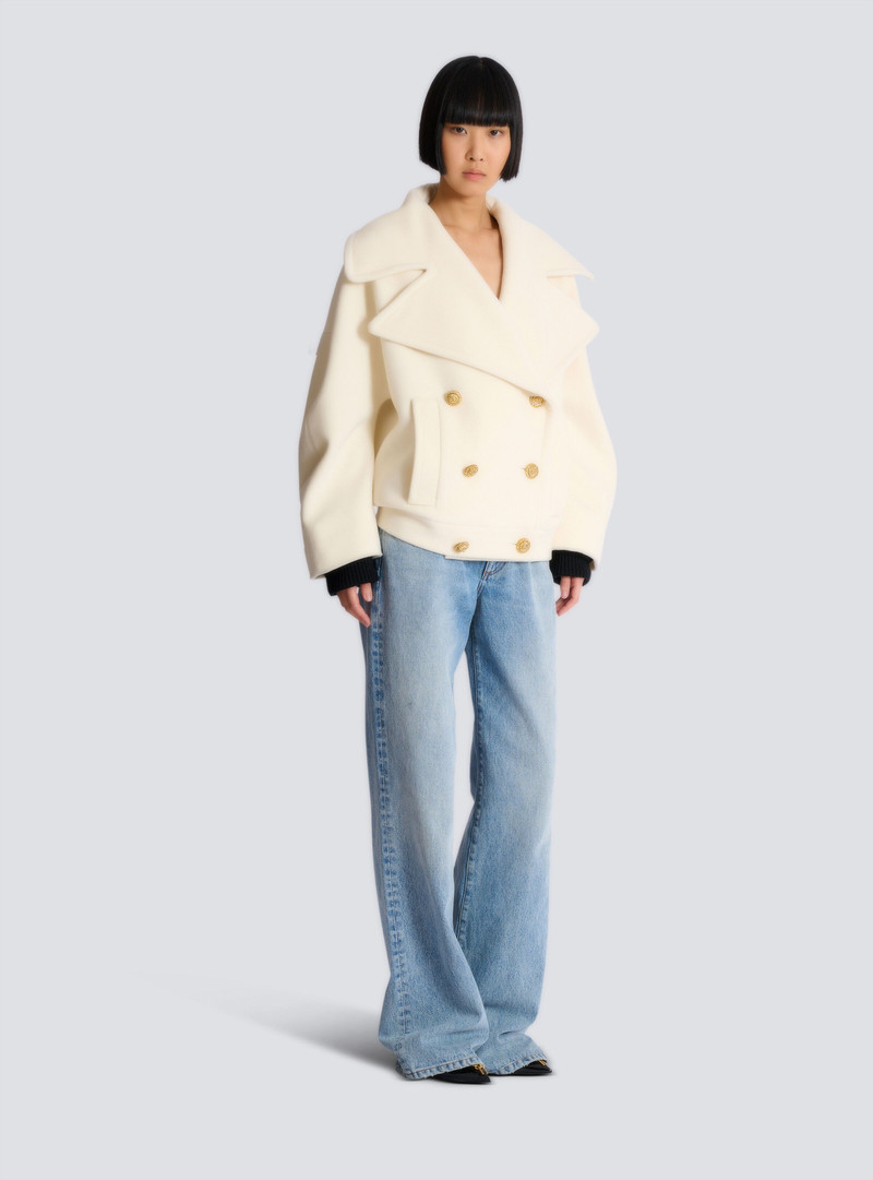 Wool 4-buttons pea coat 3