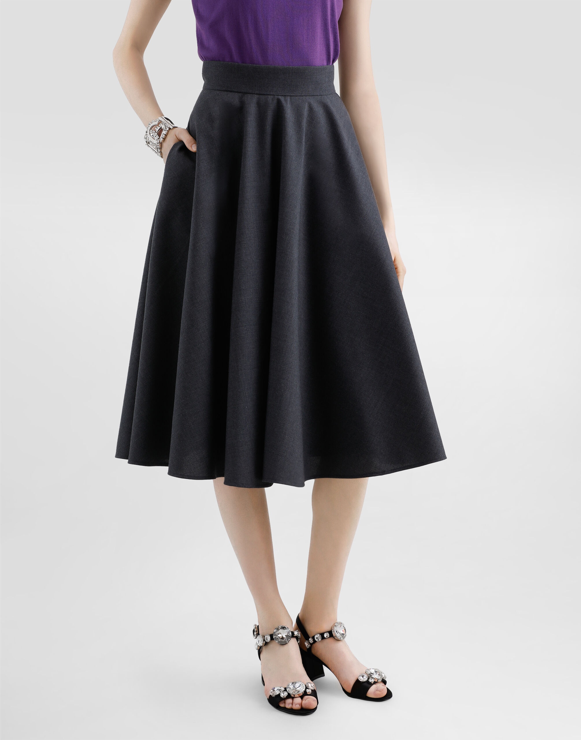 Woolen midi circle skirt - 4