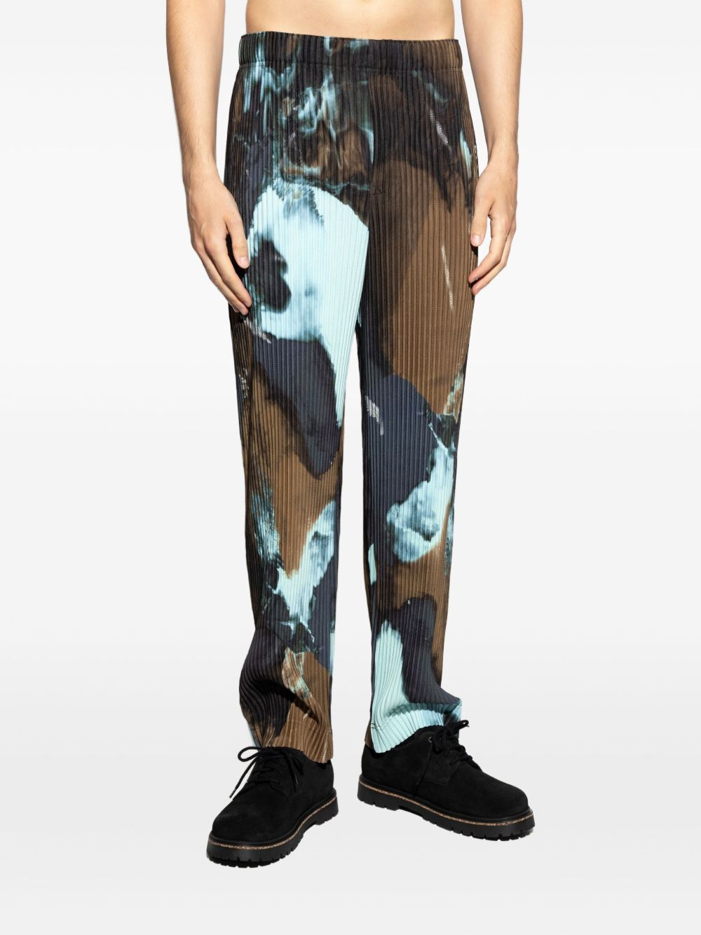 pleated abstract-print trousers - 3