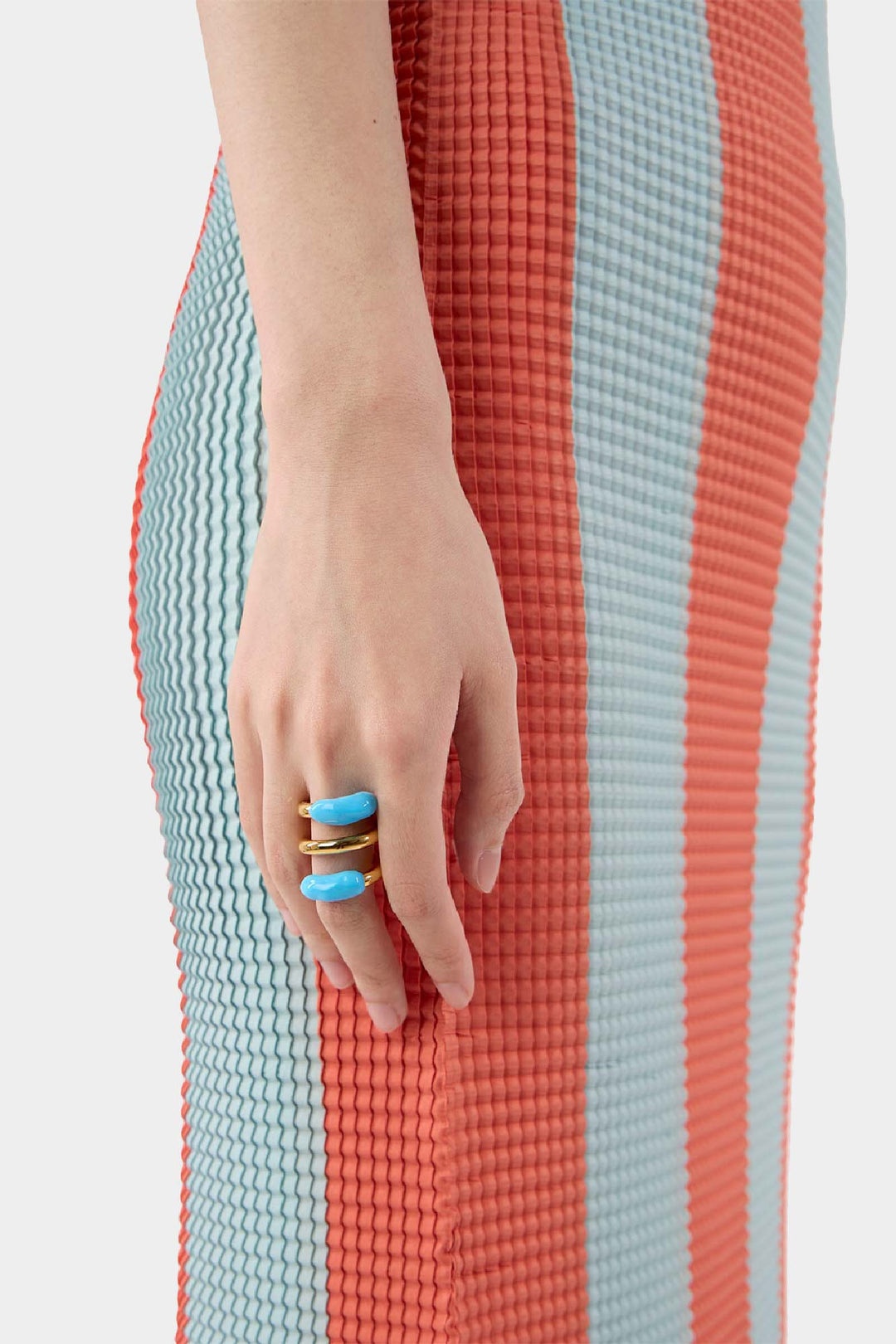 FUSILLO RUBBERIZED GOLD RING / sky blue - 2