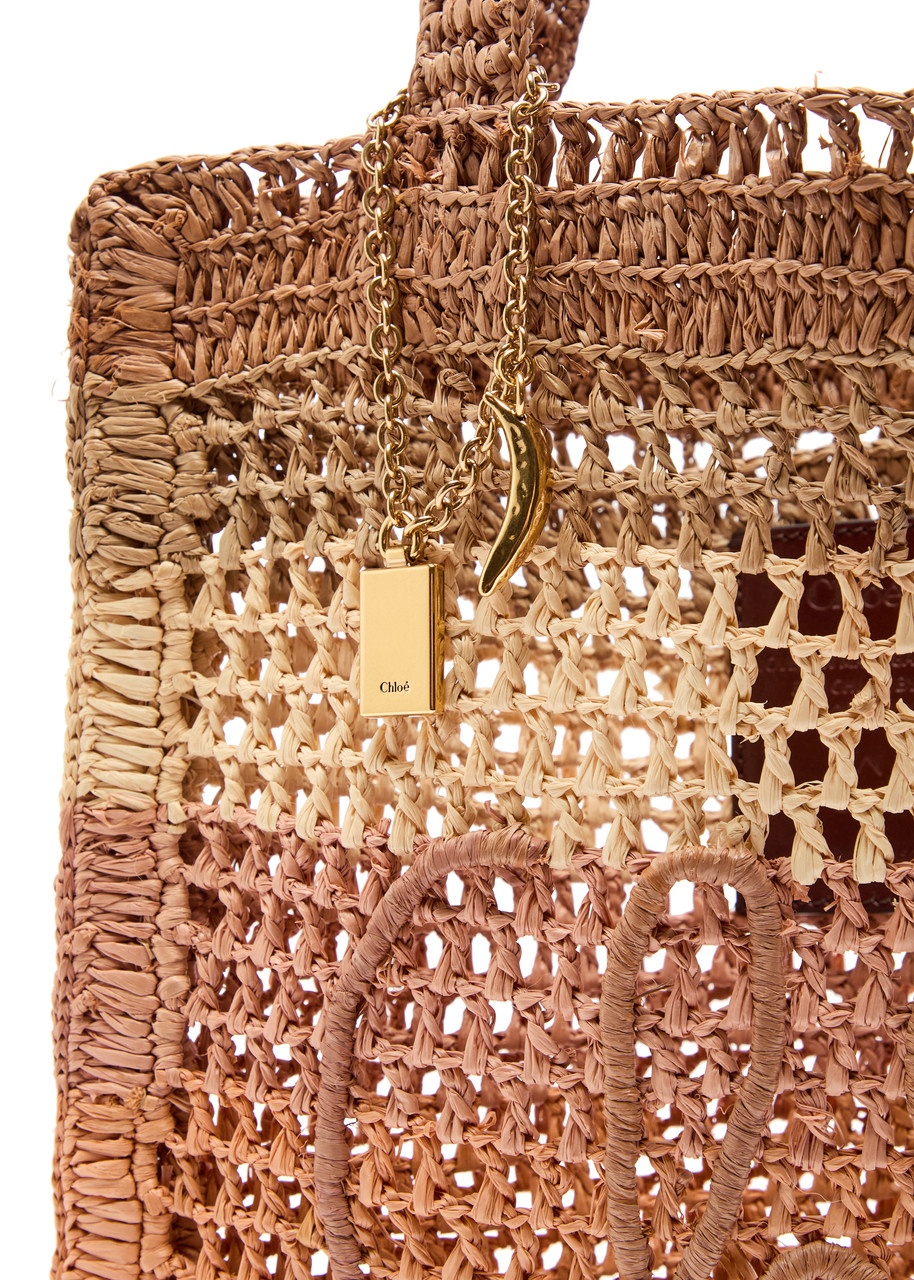 Chloe Summer Banana Logo Raffia Tote - 3