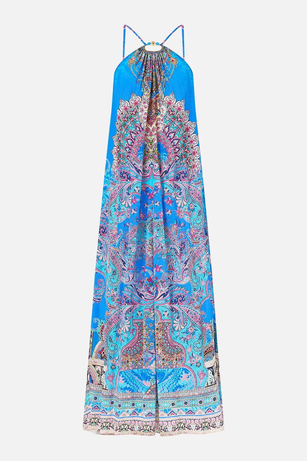 GATHER NECK HARDWARE MAXI DRESS - 1