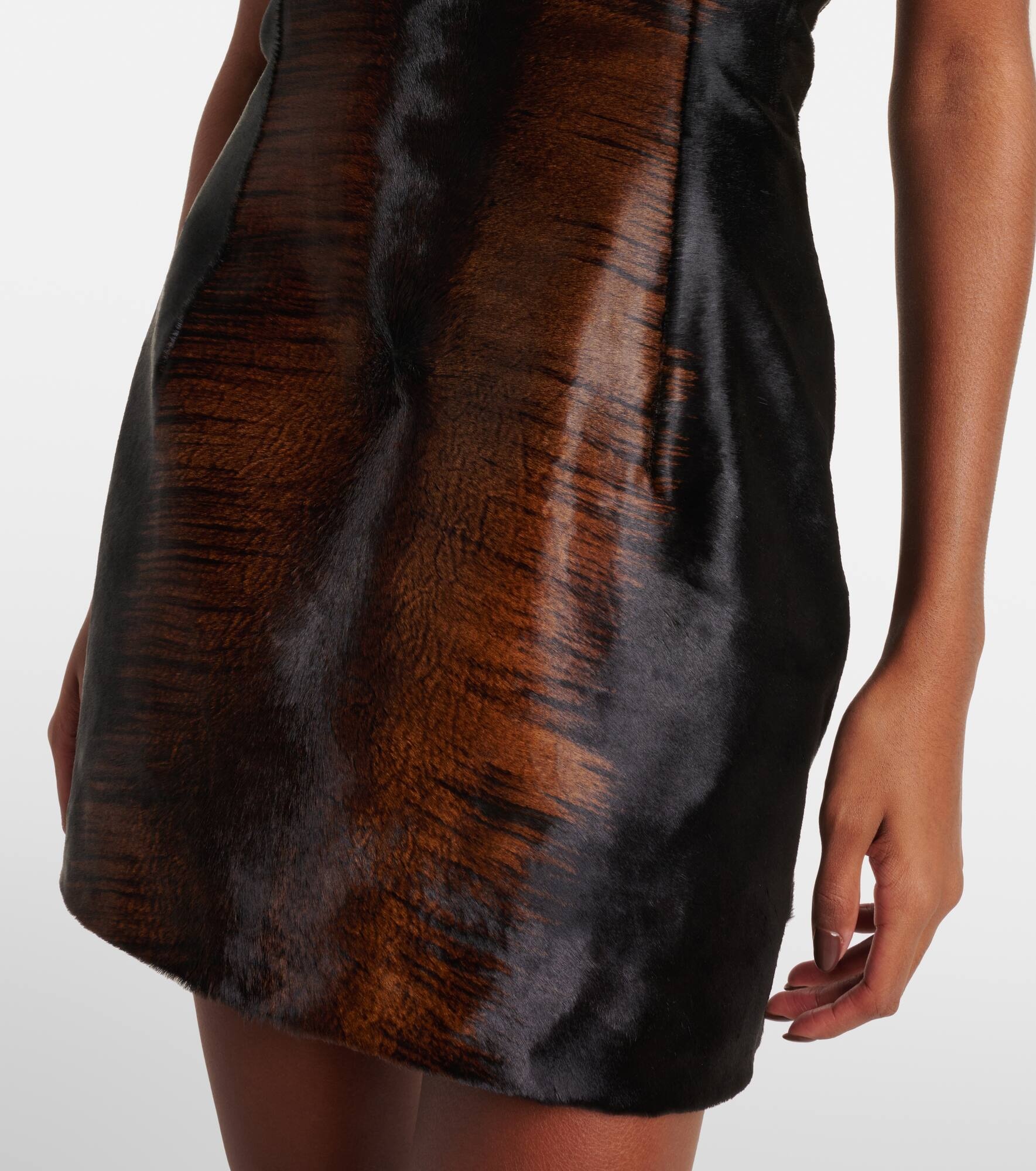 Printed calf hair minidress - 5