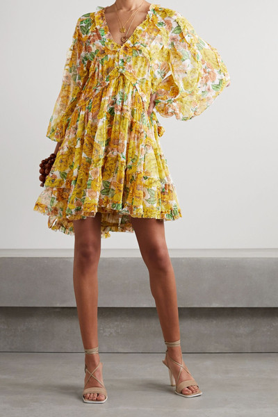 Zimmermann Poppy ruffled floral-print silk-crepon mini dress outlook