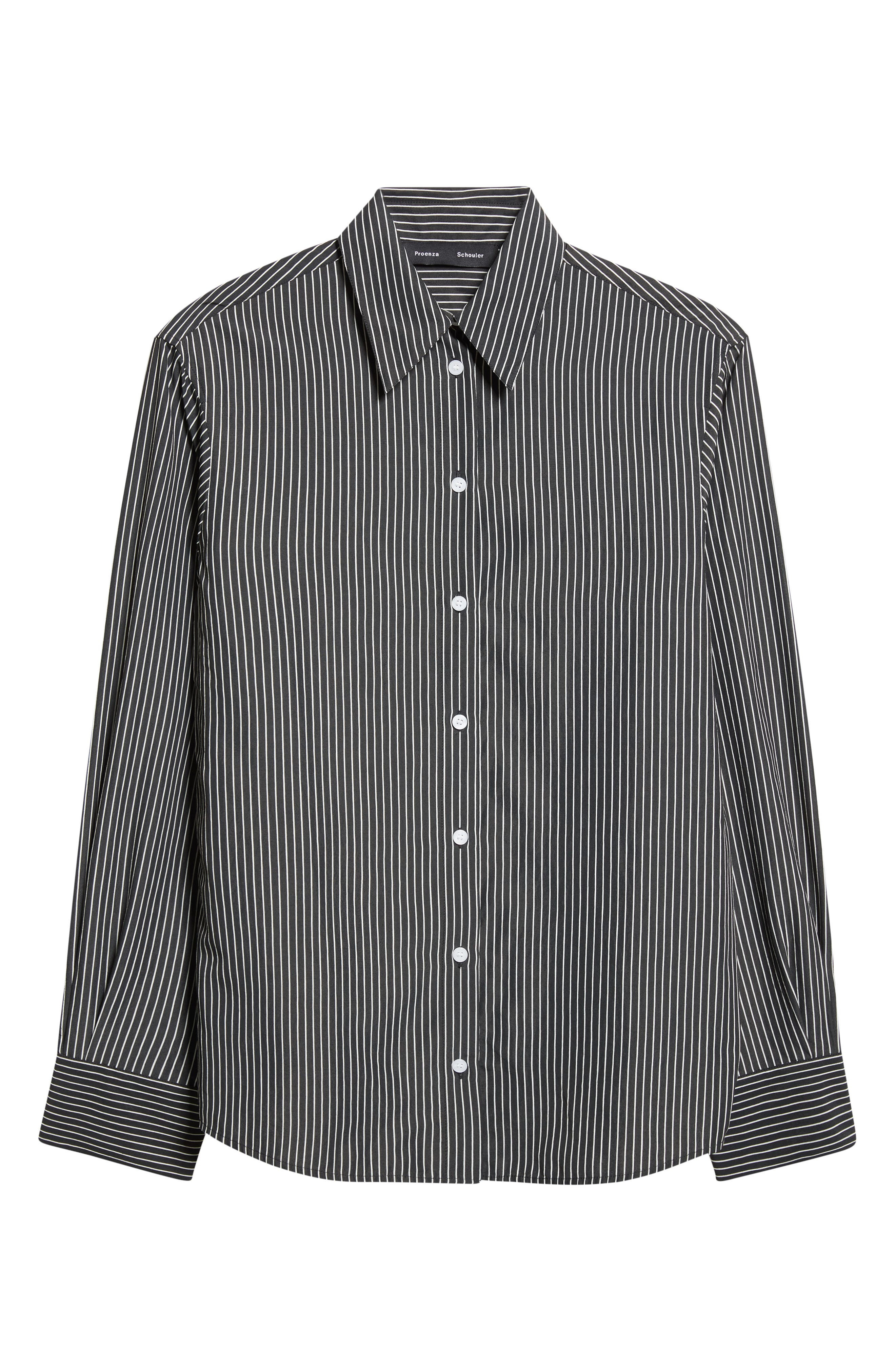 Proenza Schouler Lynsey Stripe Button-Up Shirt in Black/White at Nordstrom - 6