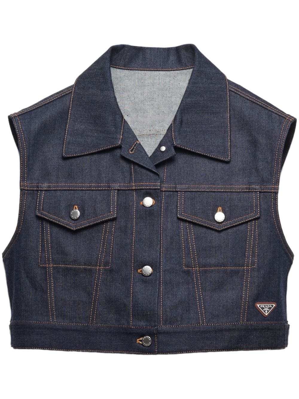 Prada triangle-logo denim vest farfetch REVERSIBLE